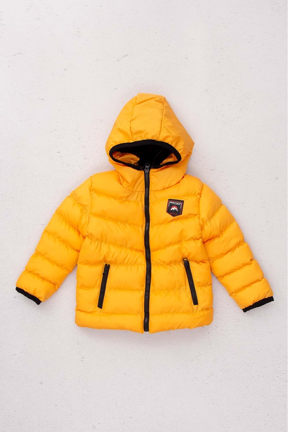İçi Polar Kapüşonlu Fermuar Kapamalı Erkek Çocuk Mont- Sarı - 4 YAŞ