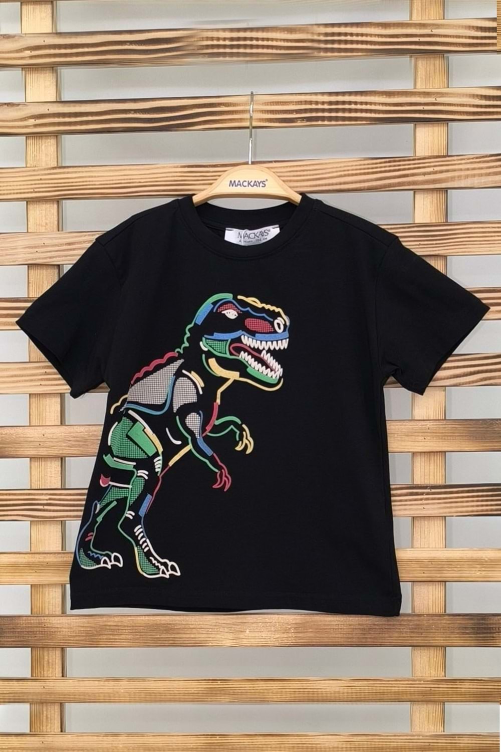 Önü Baskılı Bisiklet Yaka Erkek Çocuk T-Shirt - Siyah