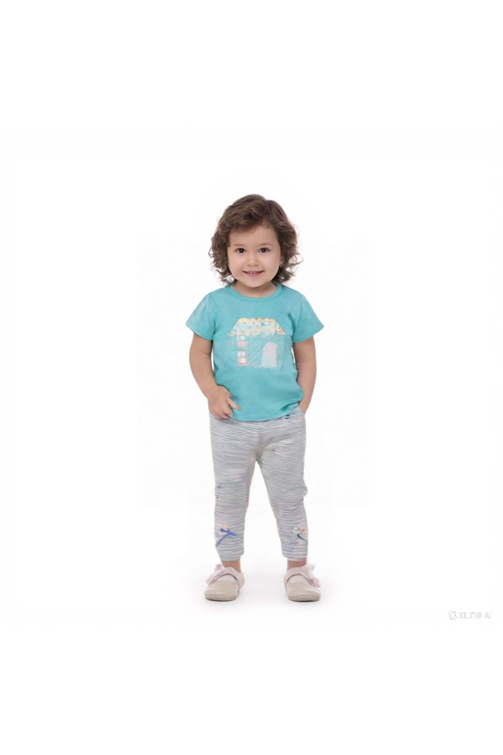 Ev Aplikeli Turkuaz Bebek Takım (2 Parça)