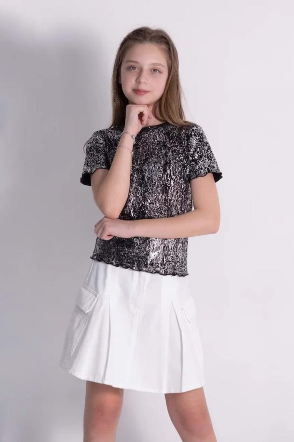 Varak Baskılı Kız Body - 9-10 YAŞ