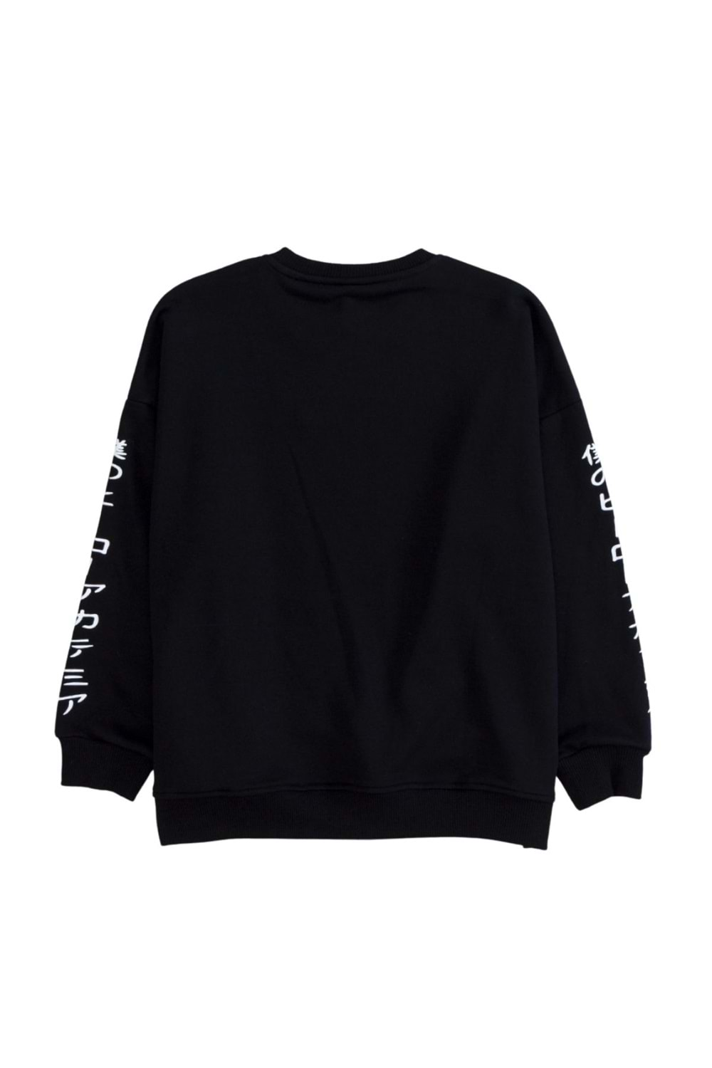 Bisiklet Yaka Önü Baskılı Sweatshirt - Siyah - 10-11 YAŞ