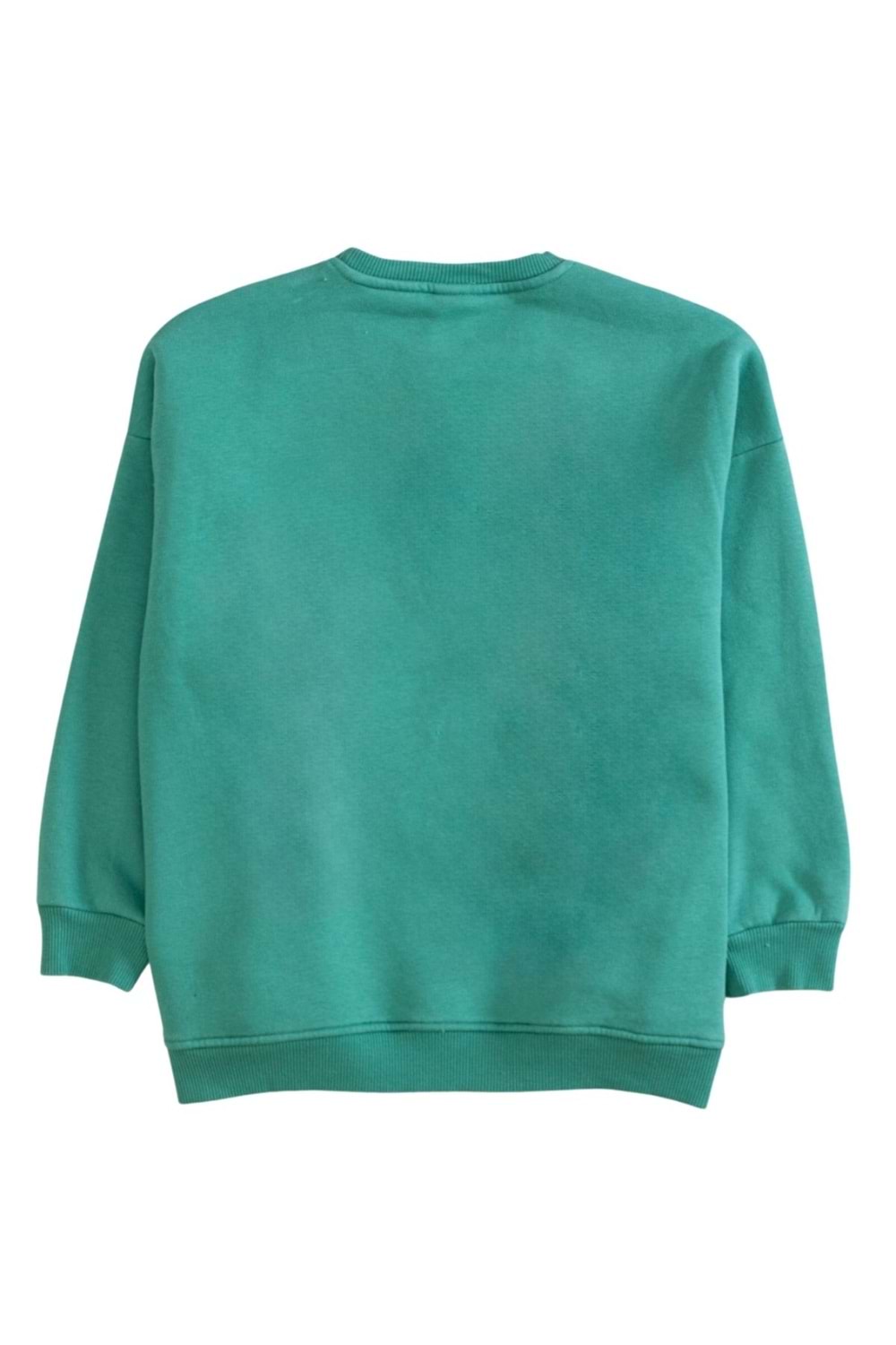 Bisiklet Yaka Önü Baskılı Oversize Sweatshirt - Yeşil - 12-13 YAŞ