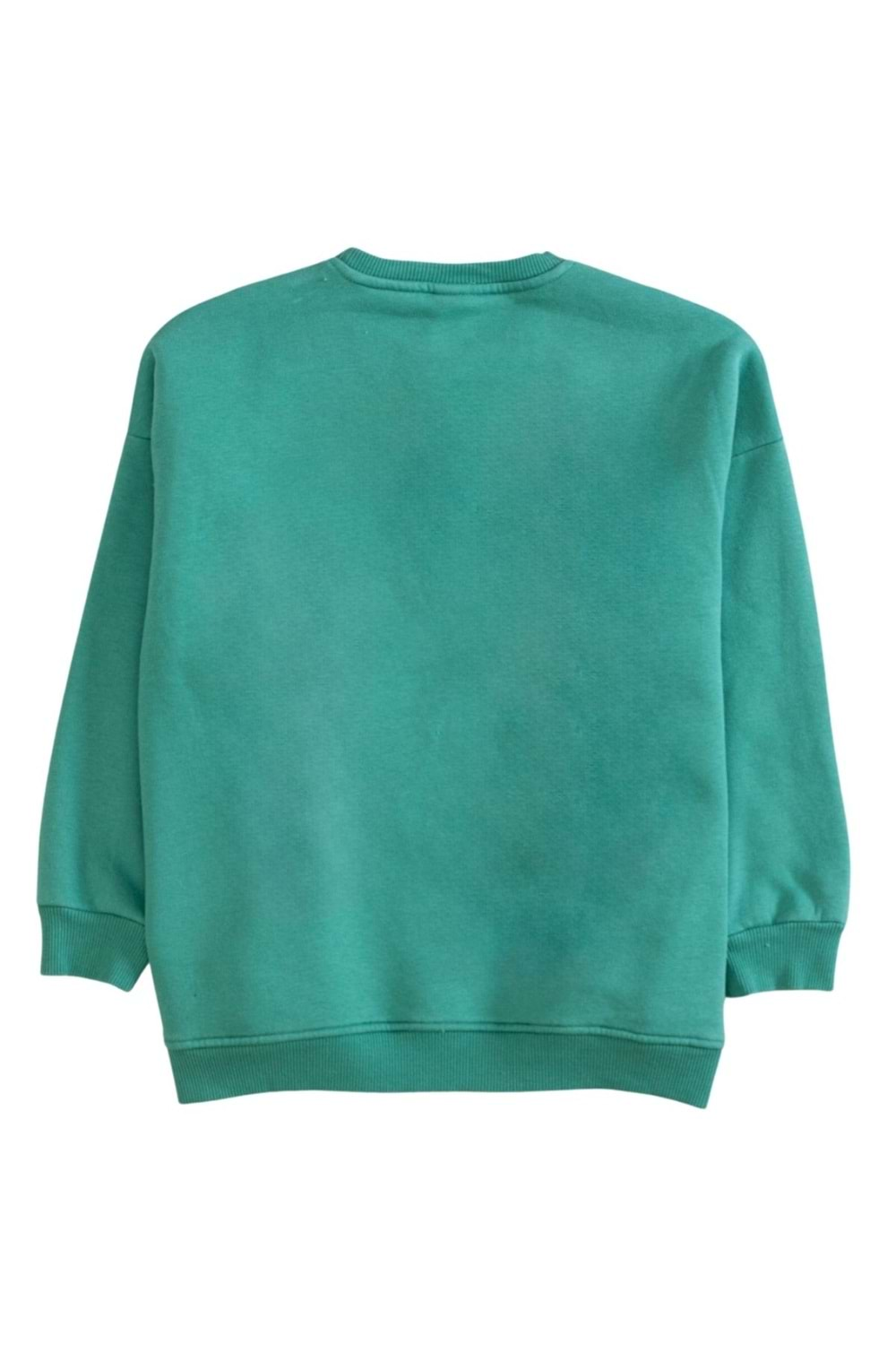 Bisiklet Yaka Önü Baskılı Oversize Sweatshirt - Yeşil - 9-10 YAŞ