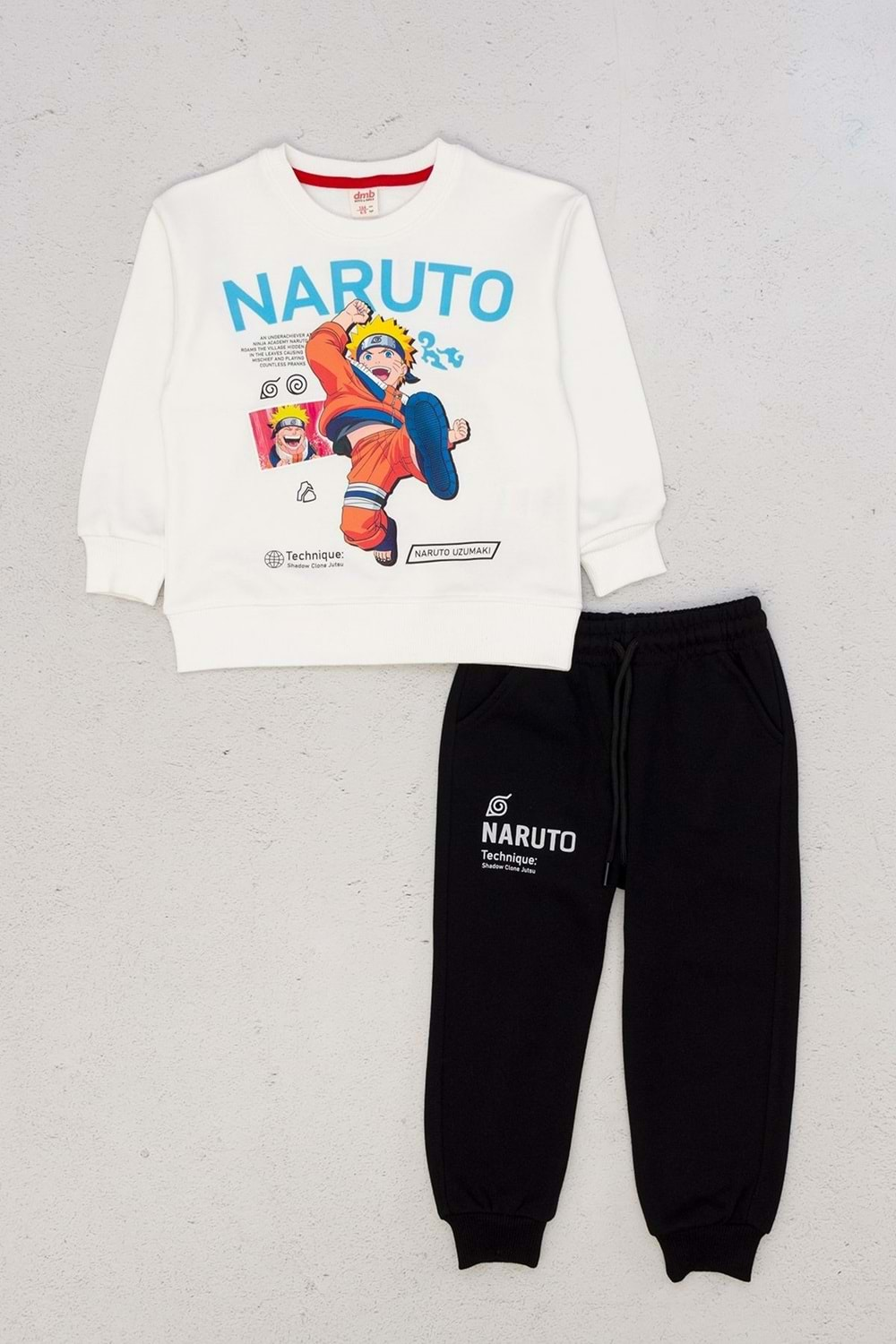 Önü Naruto Baskılı Sweat Eşofmanı Lastikli Paça Takım - Ekru - 4-5 YAŞ