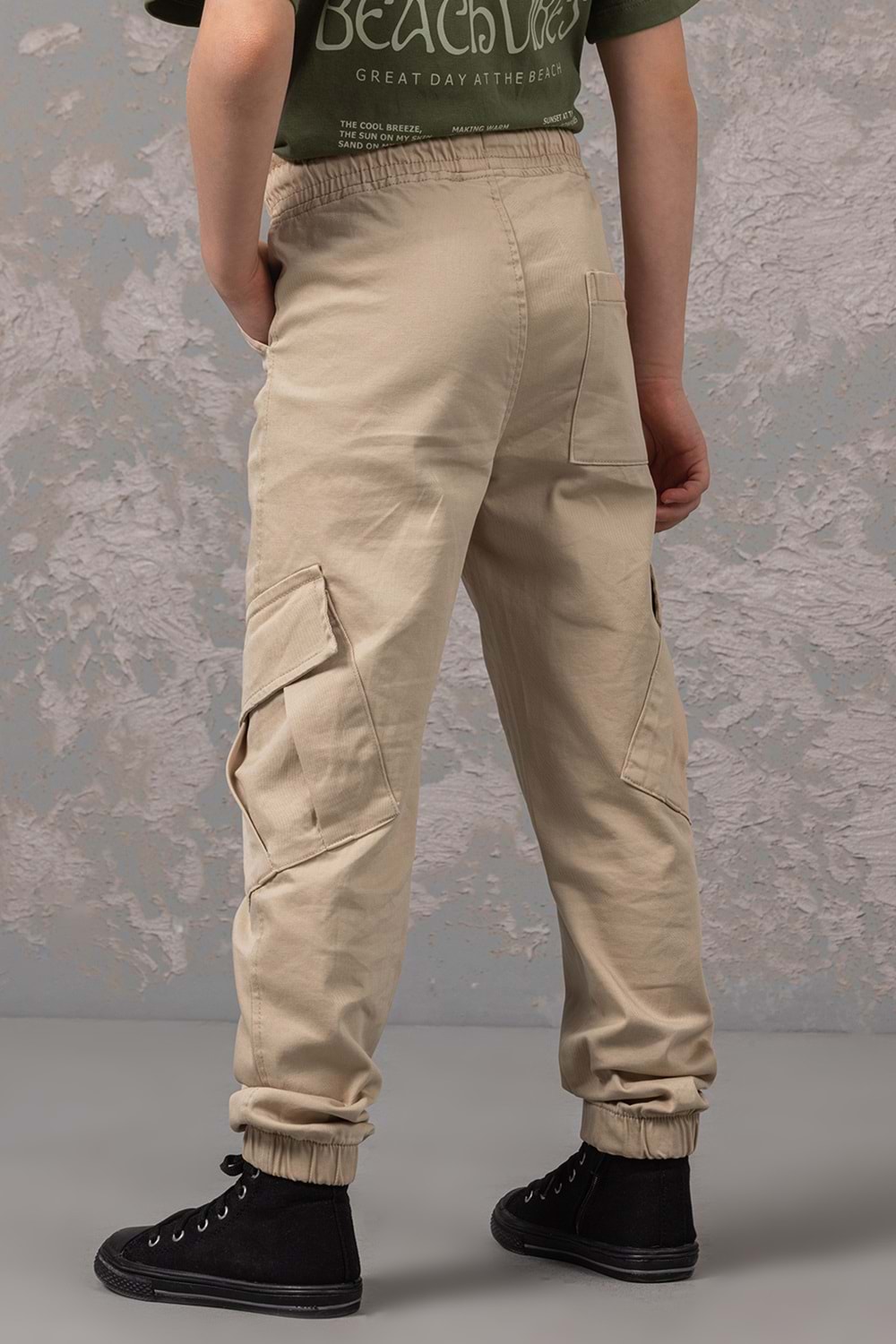 Kargo Cepli Gabardin Erkek Pantolon - Bej - 5-6 YAŞ