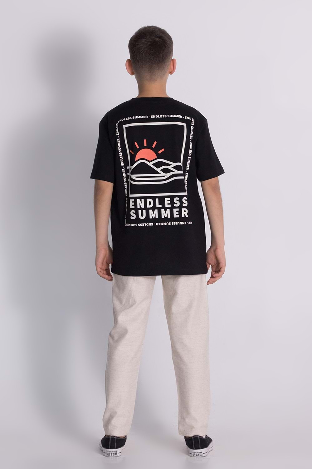 Bisiklet Yaka Summer Baskılı Pantolon Tşört Alt Üst Takım - 9-10 YAŞ