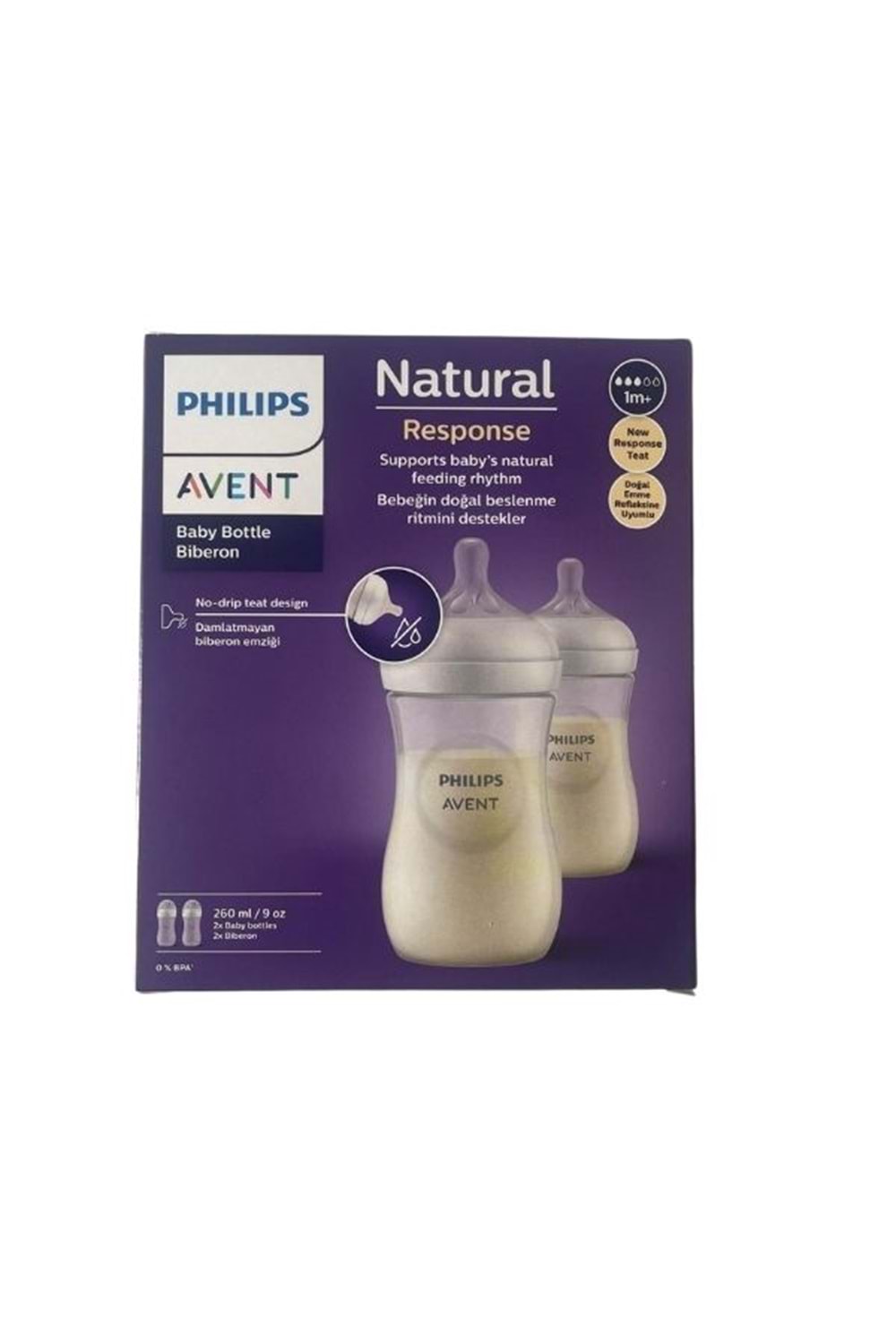 Avent Doğal Tepkili pp Biberon 260 ml 1 ay ikili 6