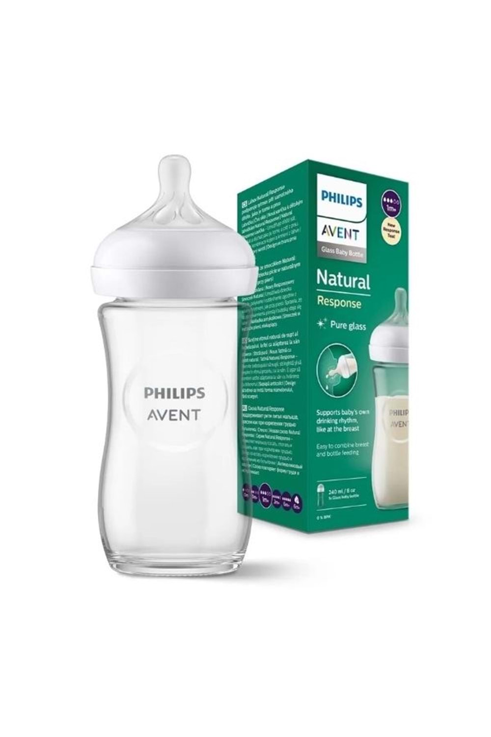 Philips Avent Natural Response Cam Biberon 1 Ay+ 240 ml, Tepkili Biberon Emziği SCY933-01