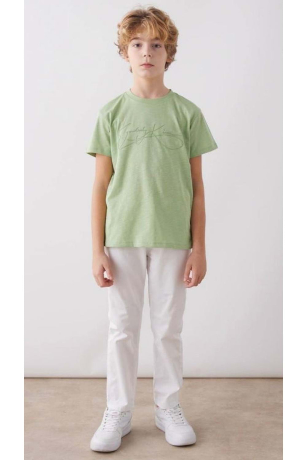 Bisiklet Yaka Yazı Baskılı Erkek T-shirt