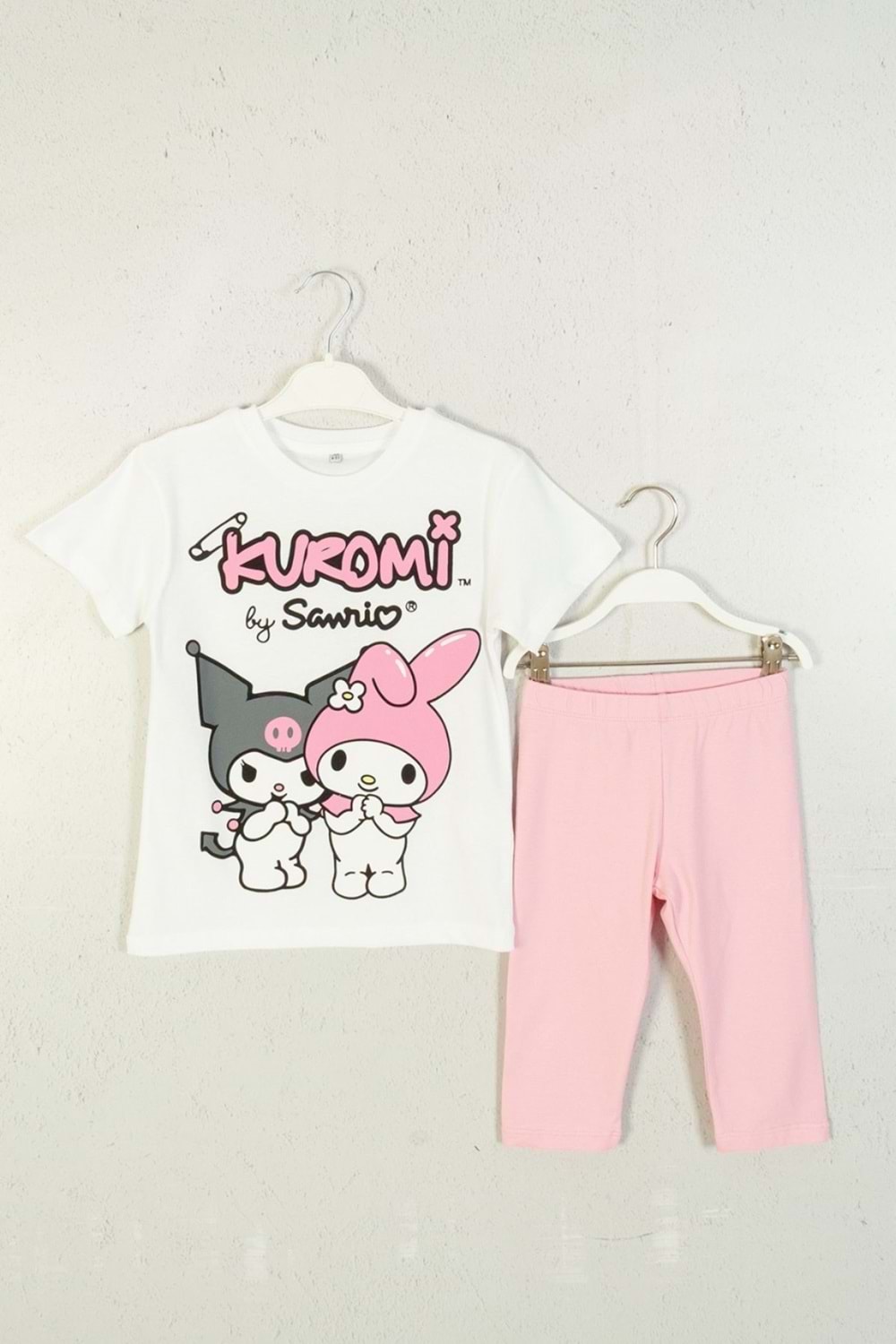 Kuromi ve My Melody Baskılı Kız Çocuk Tişört
