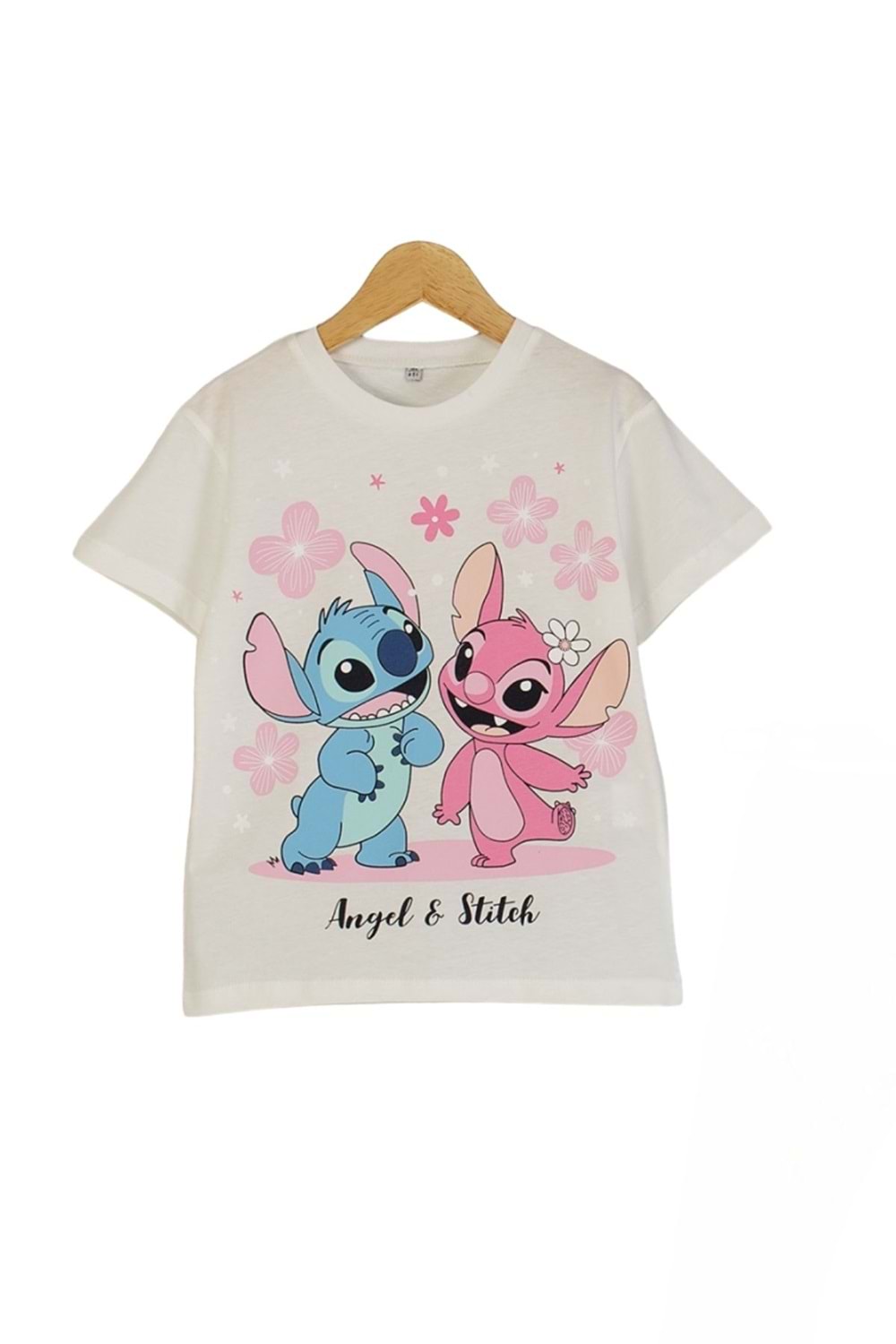 Angel Stitch Baskılı Kız Çocuk Tişört ve Kapri Takımı