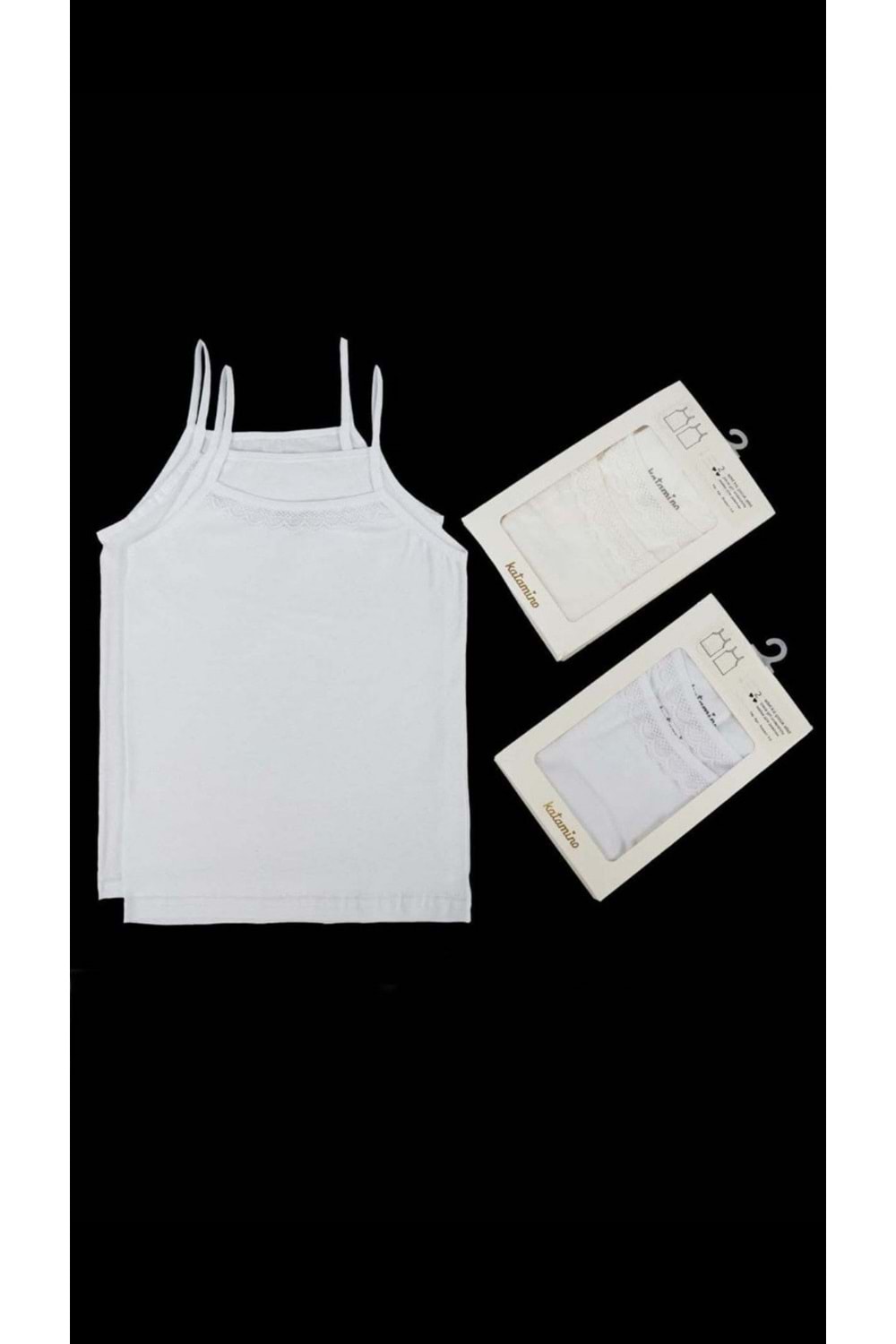 Burnie Kız 2li Dantel Detaylı İnce Askılı Atlet