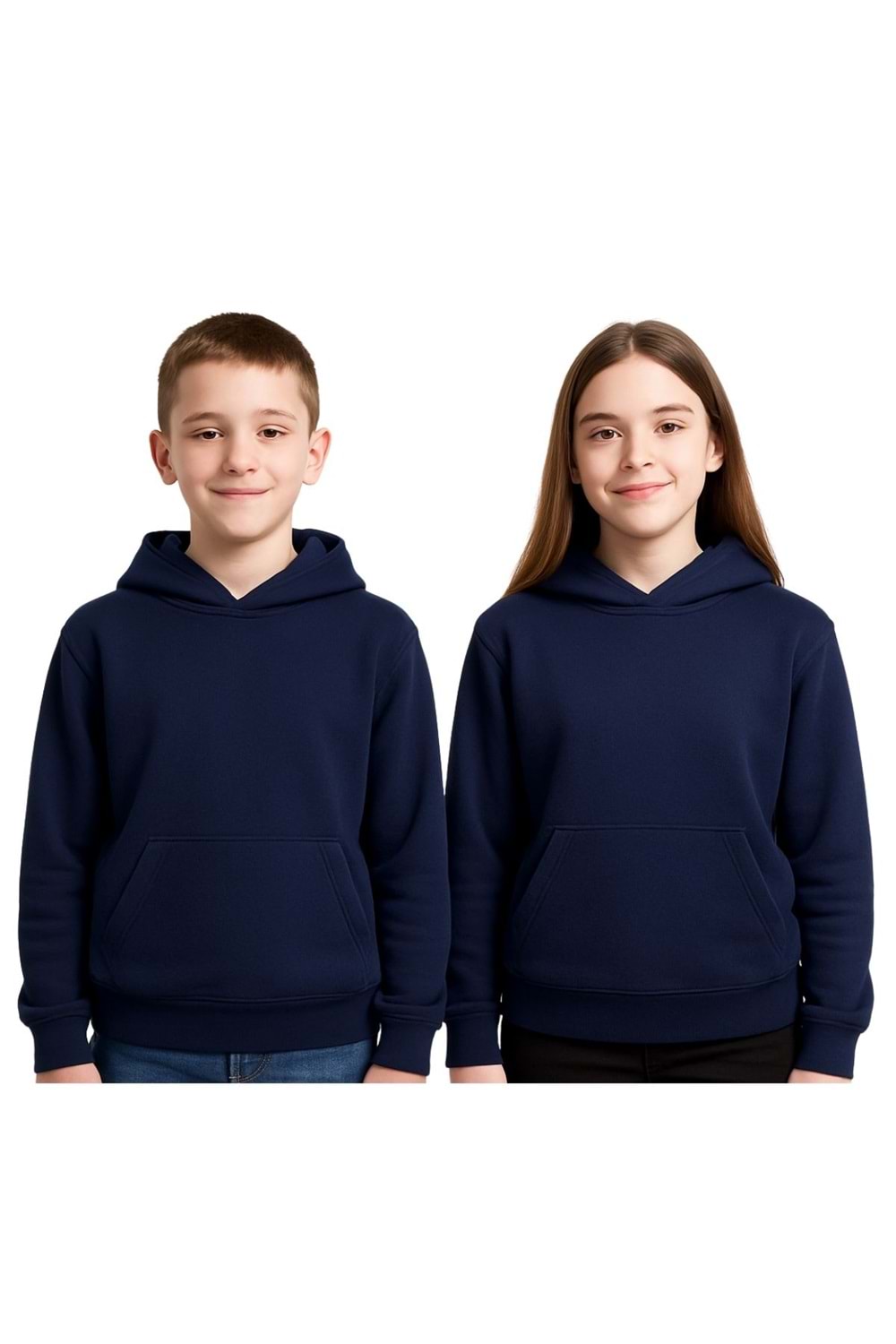 Unisex Çocuk Kapüşonlu Sweatshirt – Siyah & Lacivert,