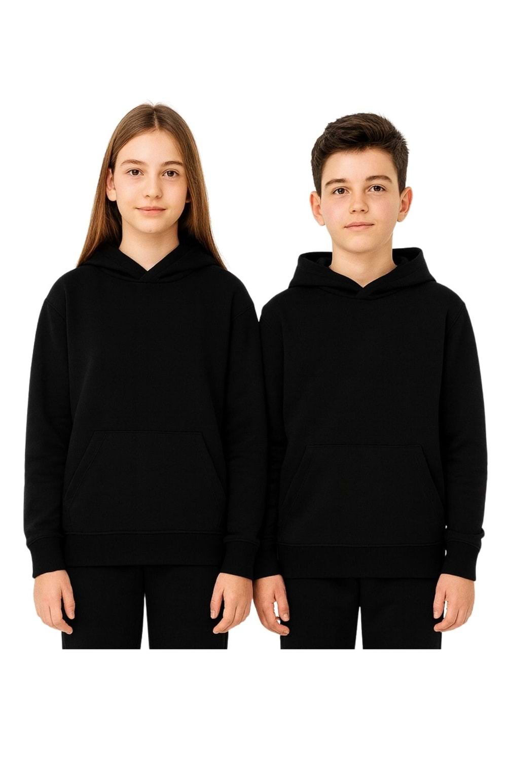 Unisex Çocuk Kapüşonlu Sweatshirt – Siyah & Lacivert