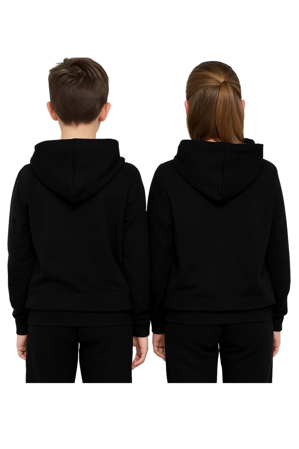 Unisex Çocuk Kapüşonlu Sweatshirt – Siyah & Lacivert