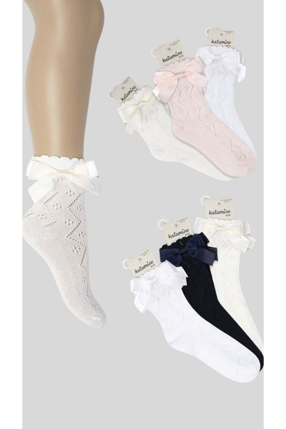 Moose Aks File Soket Kız Çocuk Çorap - Beyaz