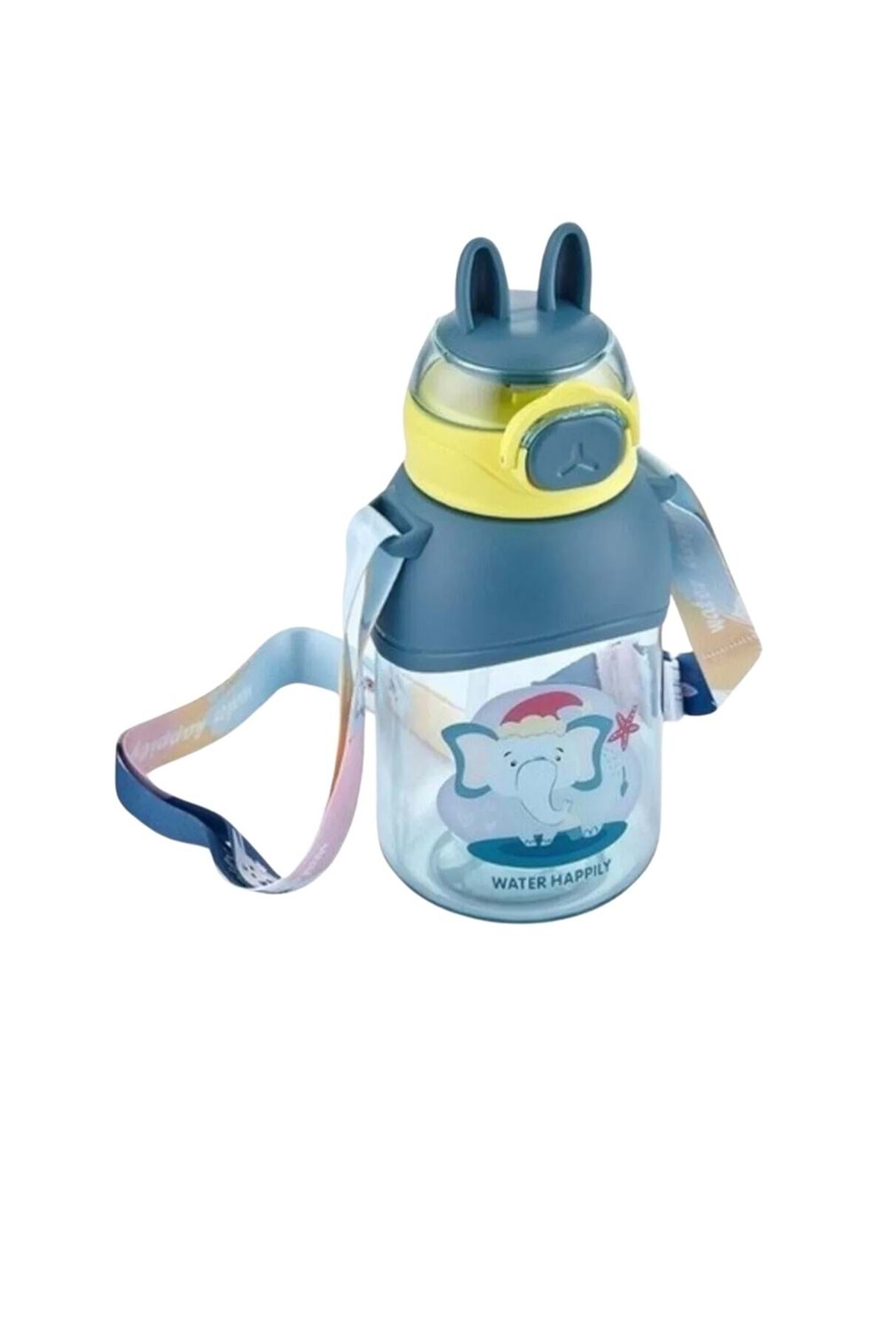 Tavşan Kulaklı Pembe Çocuk Pipetli Suluk Matarası (400 ml) - İndigo - 2-8 YAŞ