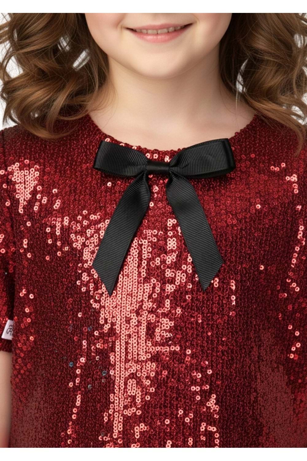 Kız Çocuk Payetli Kısa Kollu Elbise