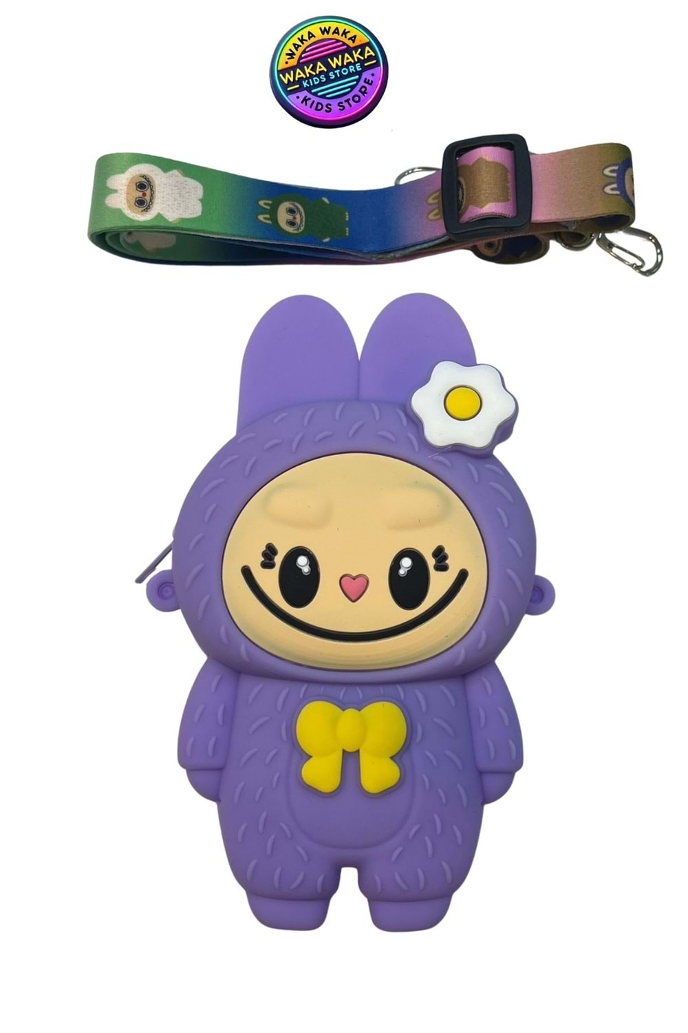 Çocuk Silikon Crossbody Çanta | Sevimli Karakter Omuz Çantası + Askı | Renk Seçenekli