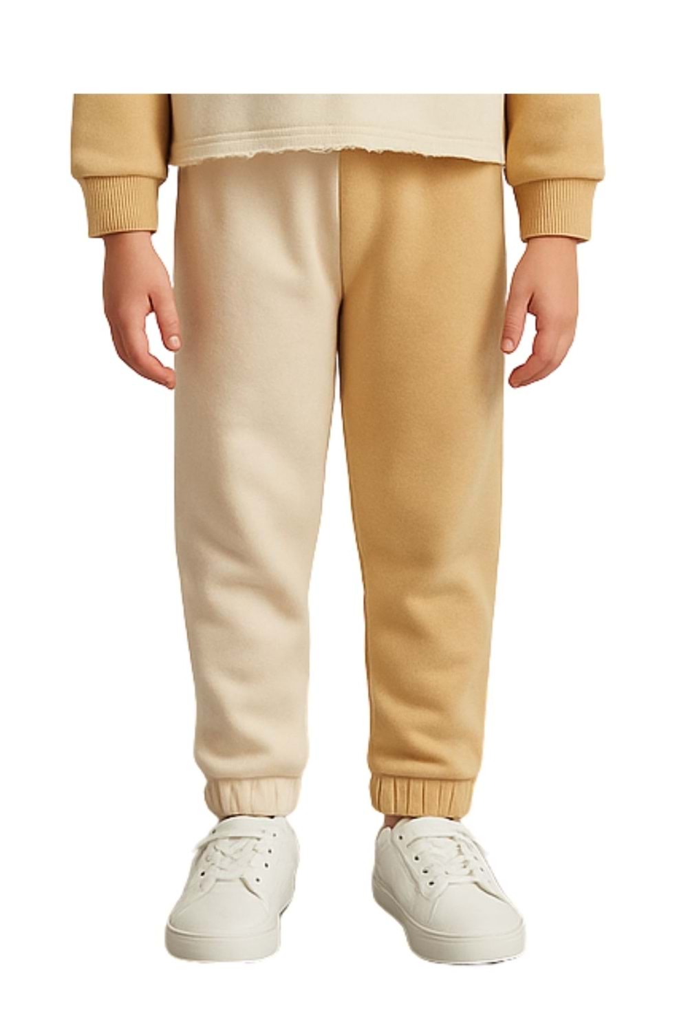 Önü Baskılı Bisiklet Yaka Çift Renk Kız Çocuk Eşofman Takımı