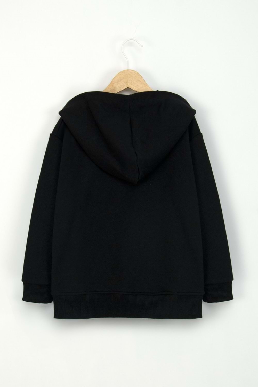 Erkek Çocuk Siyah Kapüşonlu Fermuarlı Sweatshirt