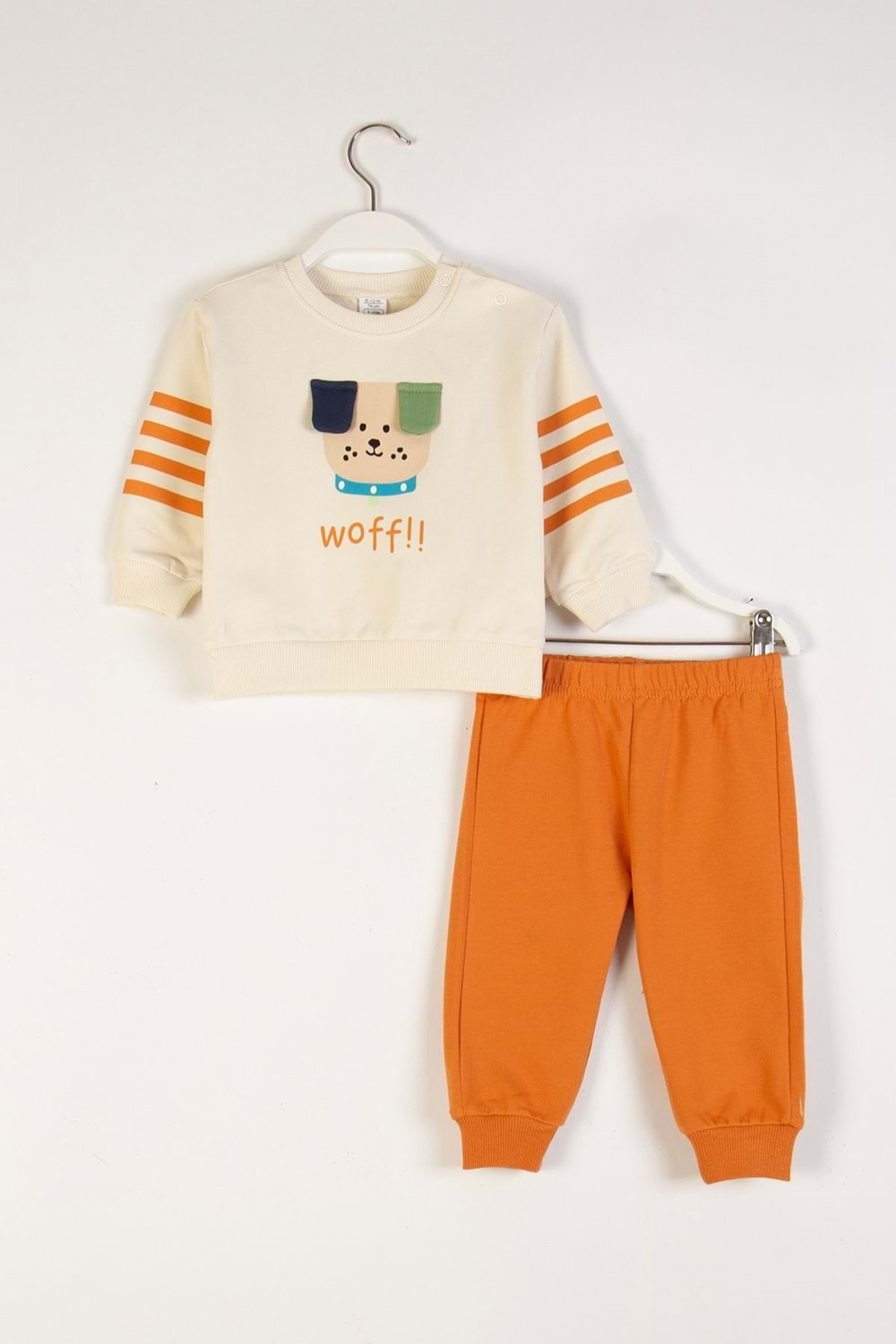 Köpek Baskılı Kulak Detaylı Erkek Bebek Eşofman Takım