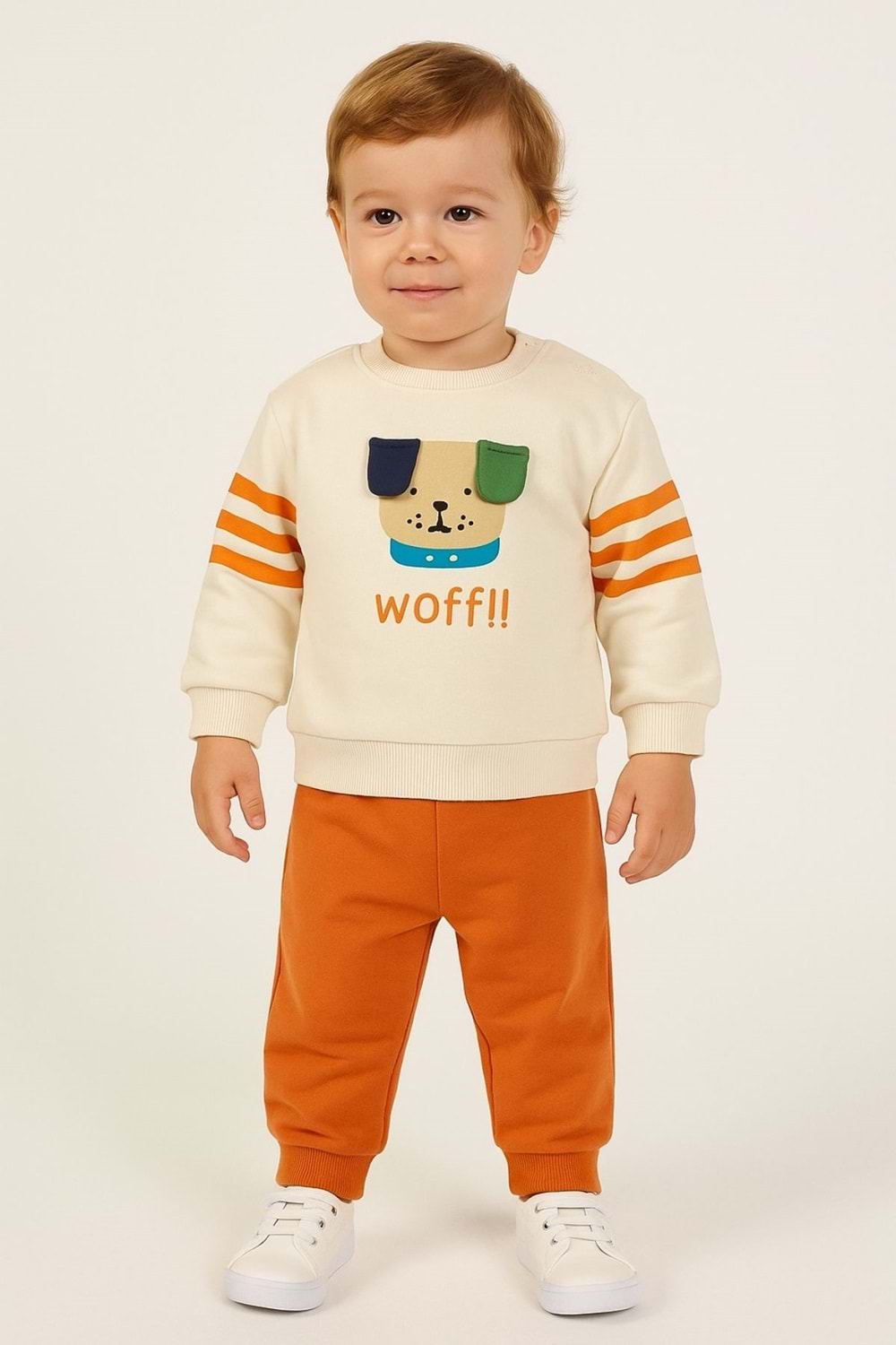 Köpek Baskılı Kulak Detaylı Erkek Bebek Eşofman Takım