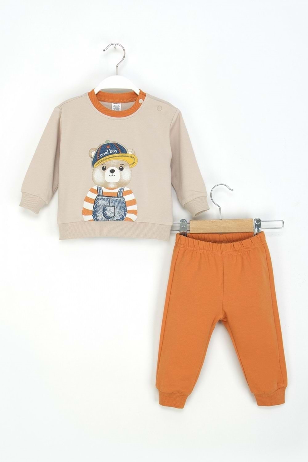 Erkek Çocuk Sweatshirt ve Eşofman Altı Takım Köpek Bear Desenli Rahat Günlük Giyim