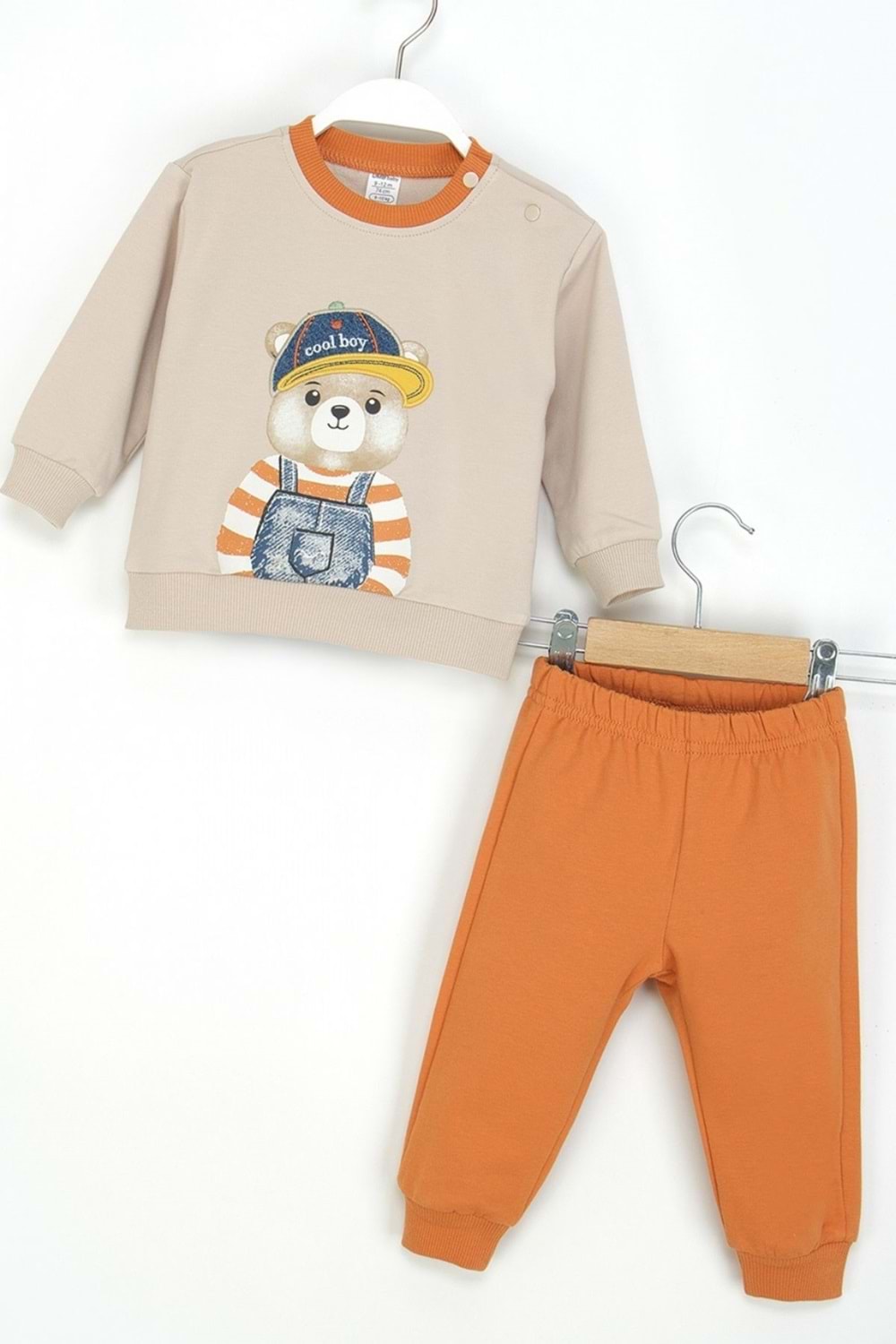 Erkek Çocuk Sweatshirt ve Eşofman Altı Takım Köpek Bear Desenli Rahat Günlük Giyim