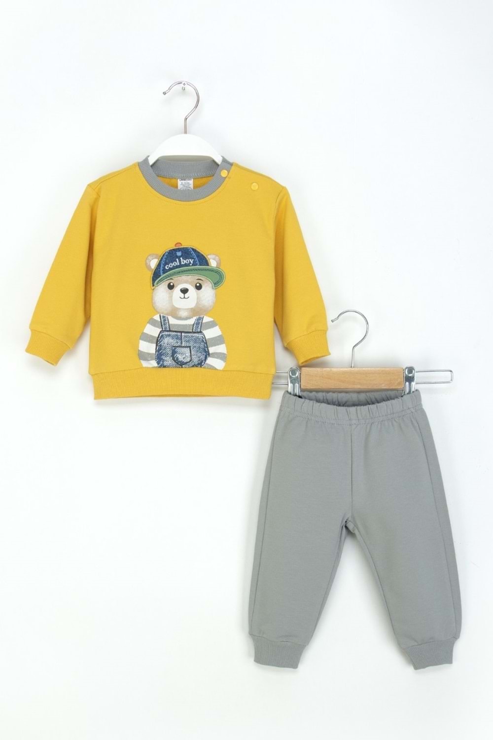 Erkek Çocuk Sweatshirt ve Eşofman Altı Takım Köpek Bear Desenli Rahat Günlük Giyim