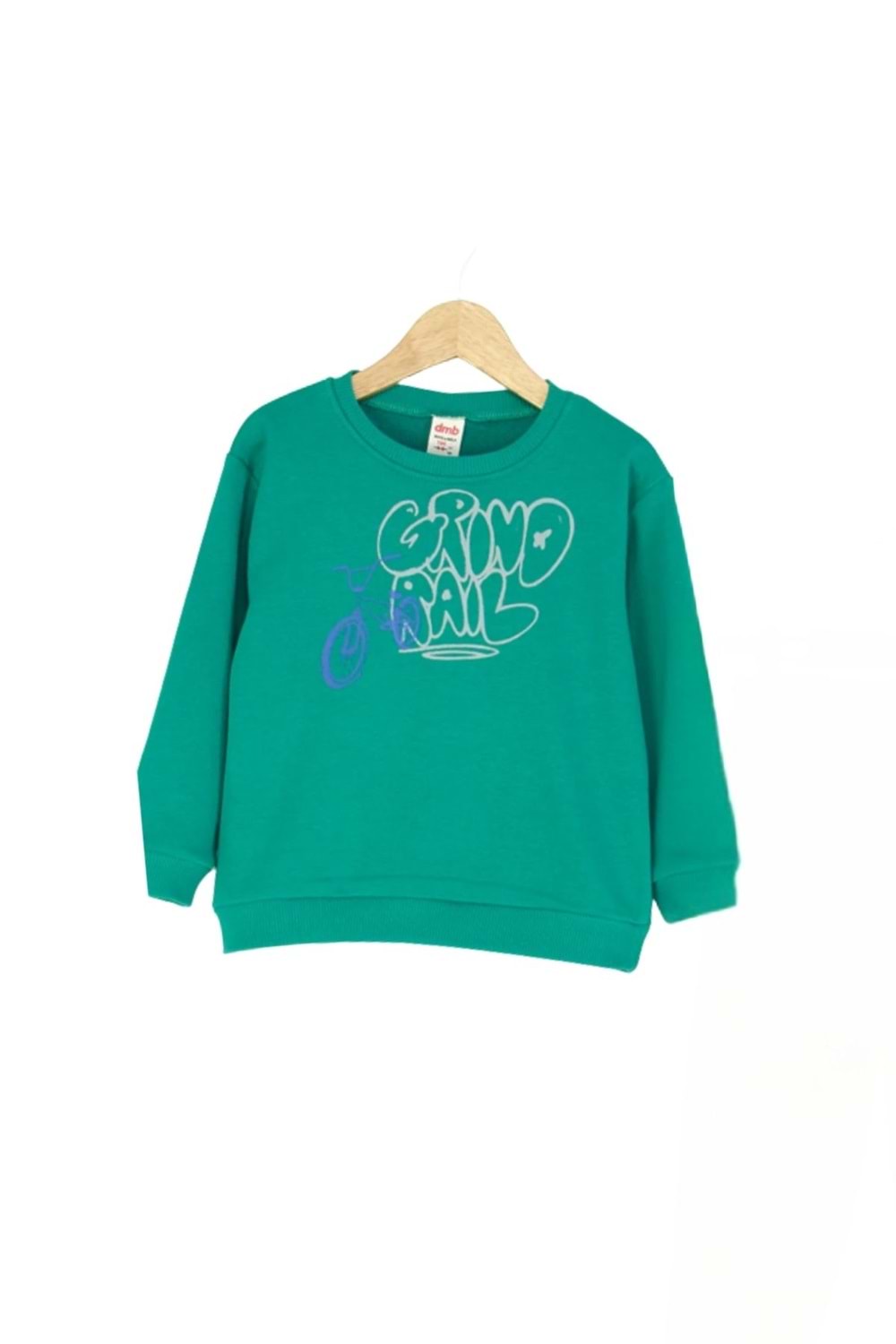 Erkek Çocuk Gri & Yeşil Sweatshirt ve Oranj & Melanj Eşofman Altı İkili Takım