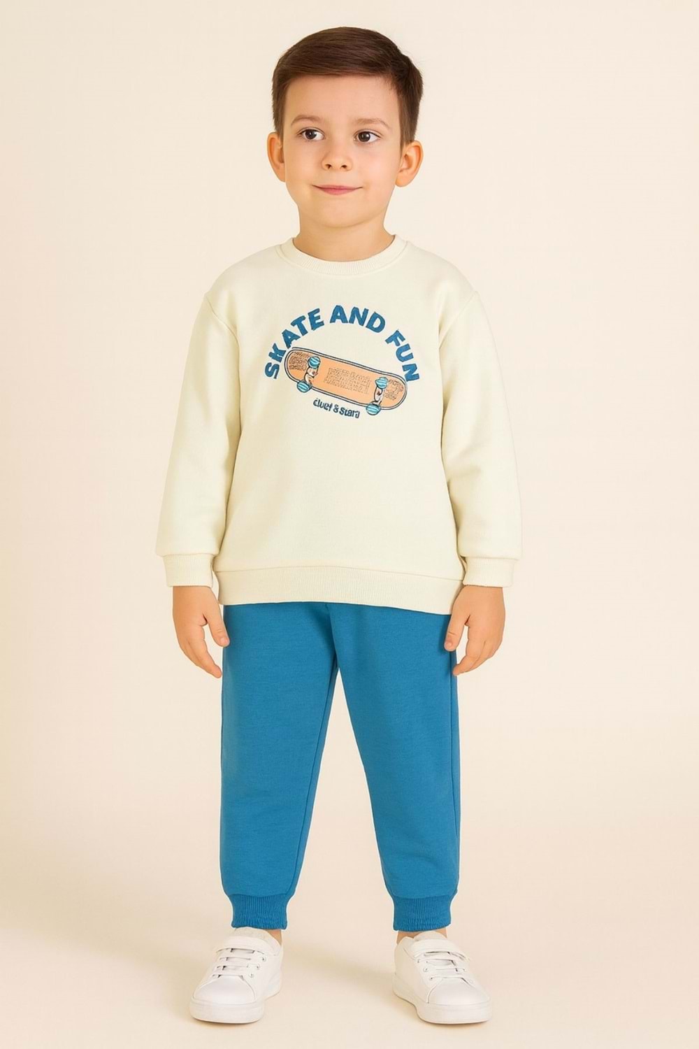 Erkek Çocuk Baskılı Sweatshirt ve Eşofman Altı Takım
