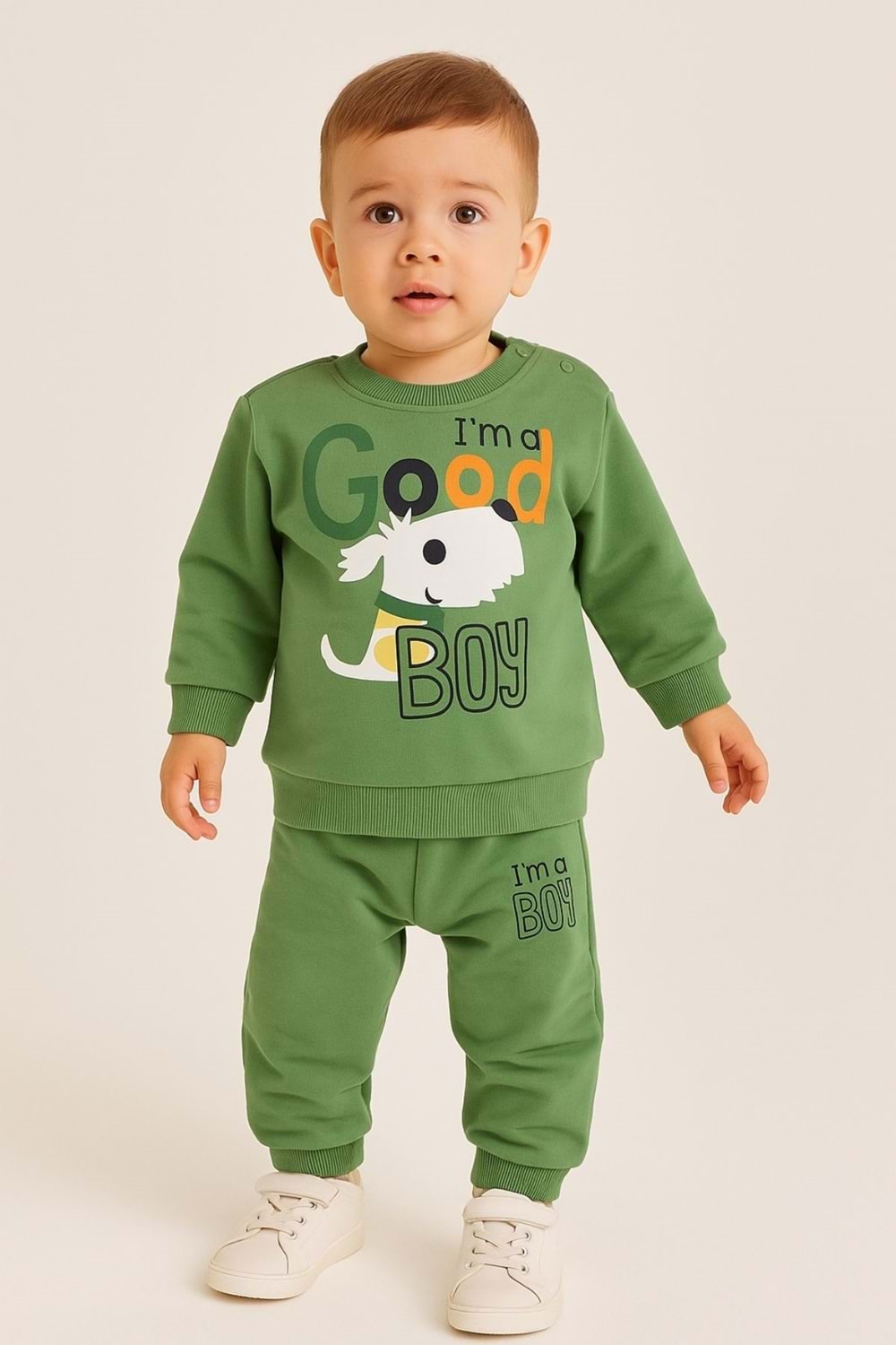 Erkek Çocuk 2-3 Yaş Eşofman Takımı – “I’m a Good Boy” Baskılı Sweatshirt & Alt