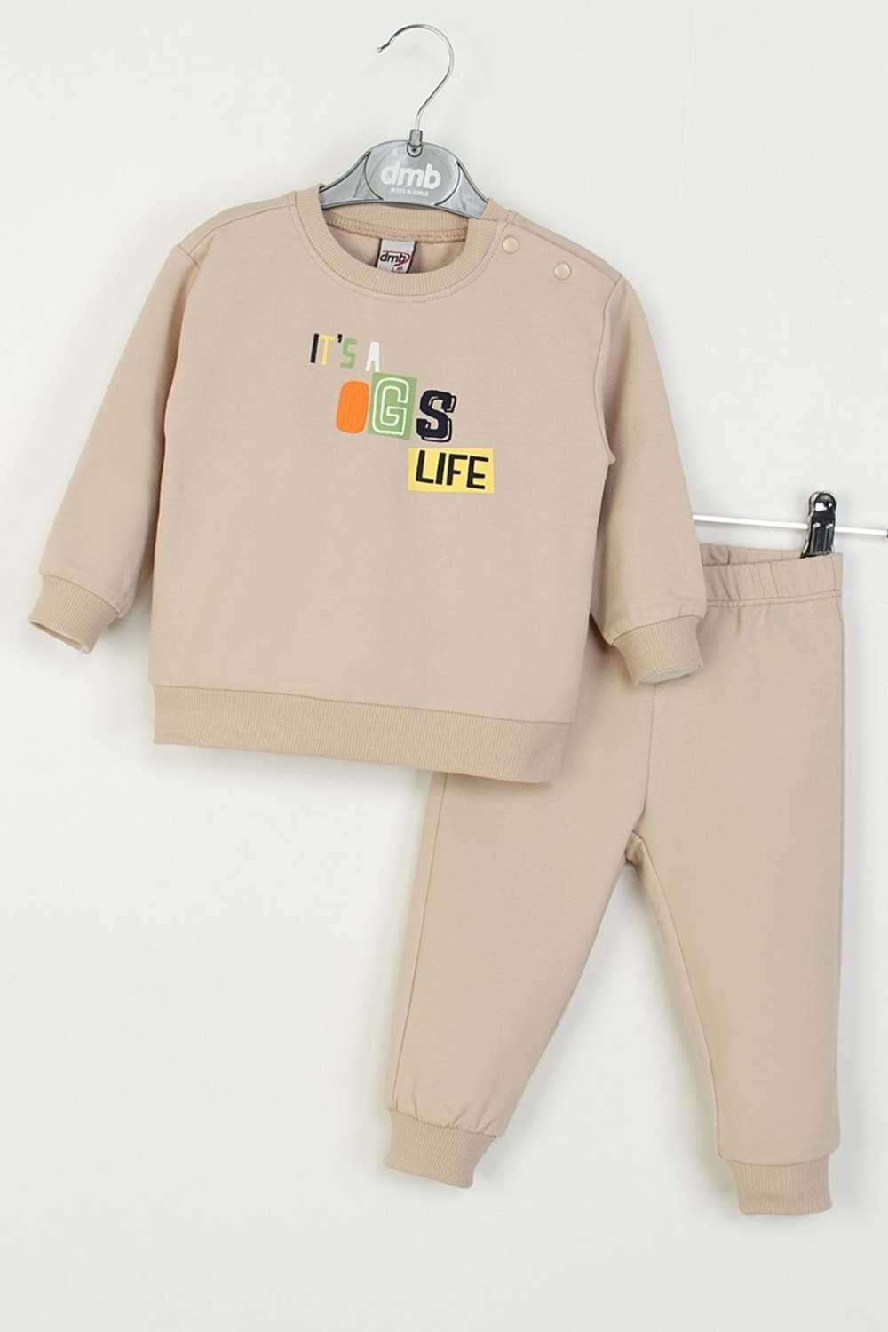 Erkek Çocuk Yaş Eşofman Takımı “It’s a Dog’s Life” Baskılı Sweatshirt & Alt Lacivert