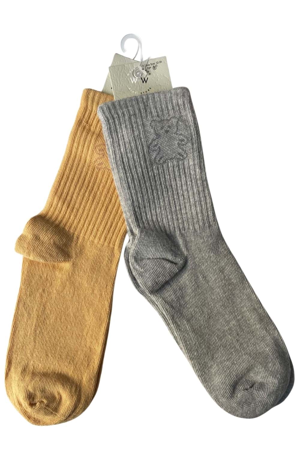 Unisex Çocuk Renkli Ayıcık Desenli 2’li Çorap Seti – Rahat ve Şık Günlük Kullanım