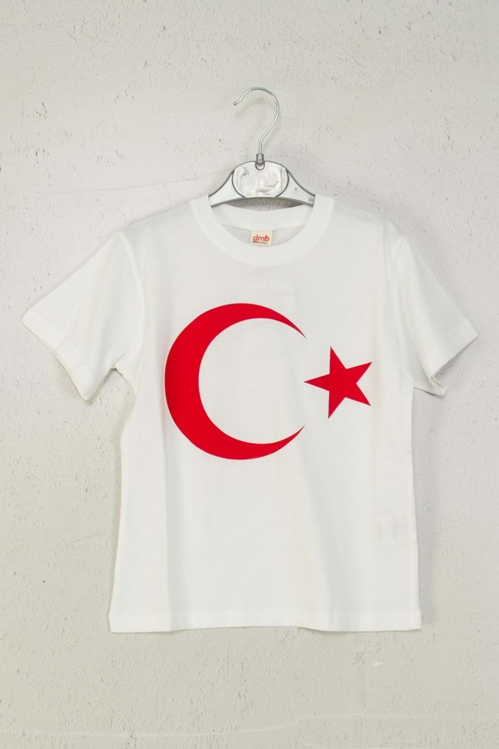 Türk Bayrağı Baskılı Kısa Kollu Tişört - Beyaz