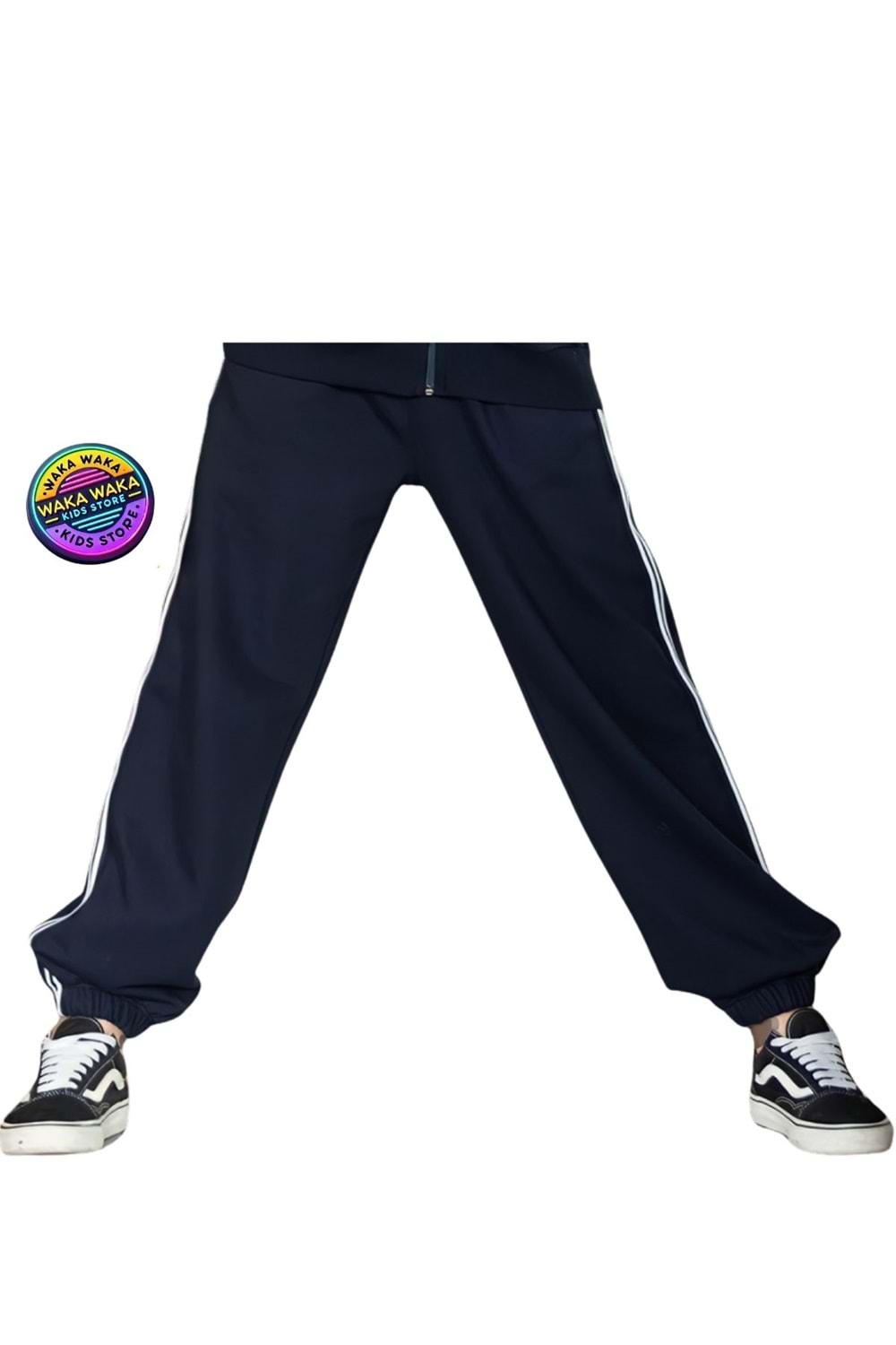 Kız Çocuk Çift Şeritli Eşofman Altı Rahat Kesim Spor Pantolon