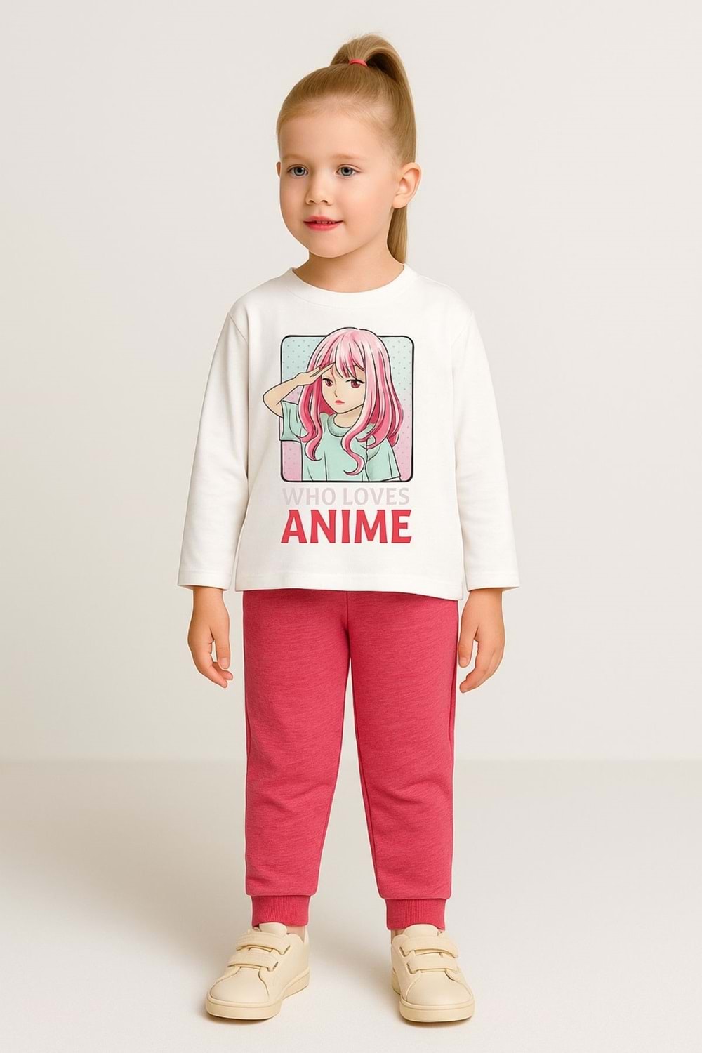 Anime Baskılı Kız Çocuk Pijama Takım