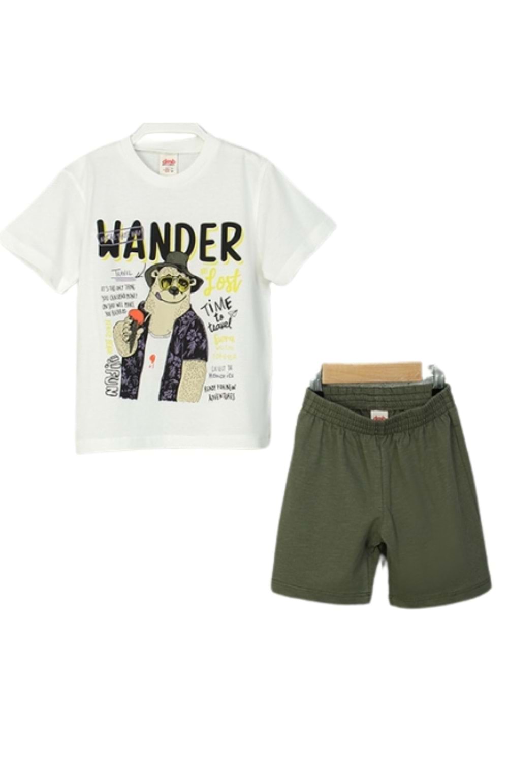 Wander Bear Baskılı Erkek Çocuk Tişört ve Şort Takımı