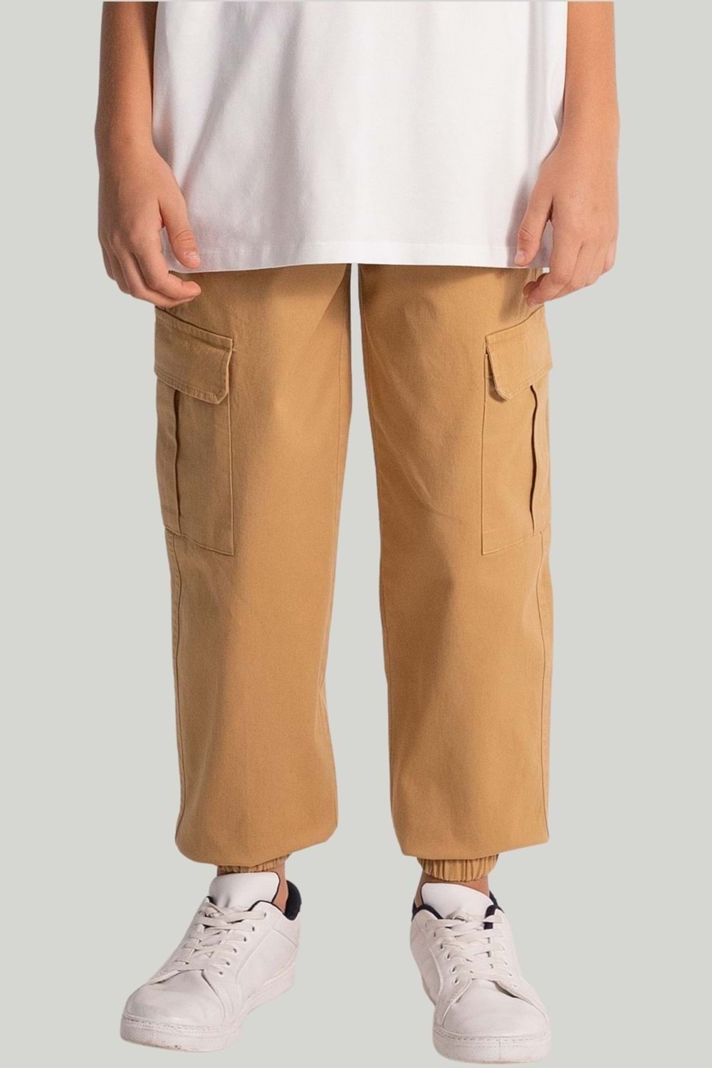 Kargo Cepli Beli Paçaları Lastikli Erkek Çocuk Kargo Pantolon
