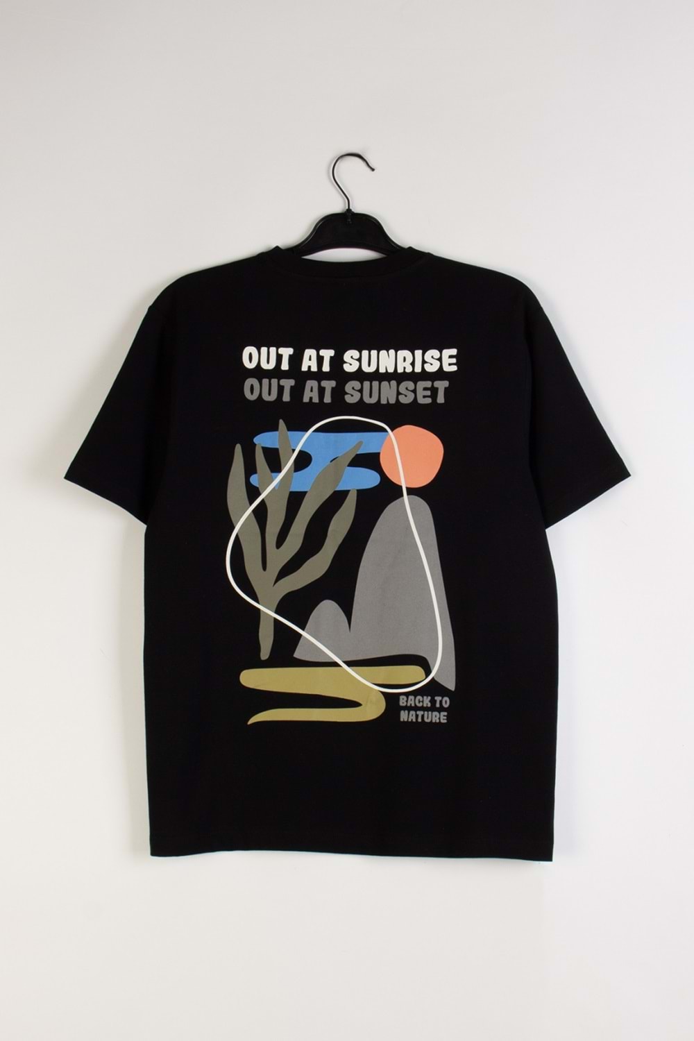Önü Sırtı Baskılı Bisiklet Yaka Erkek Çocuk T-Shirt - Siyah