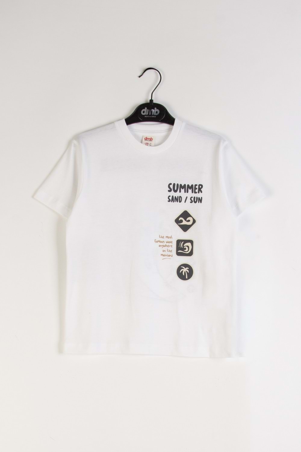 Önü Sırtı Baskılı Bisiklet Yaka Erkek Çocuk T-Shirt - Beyaz