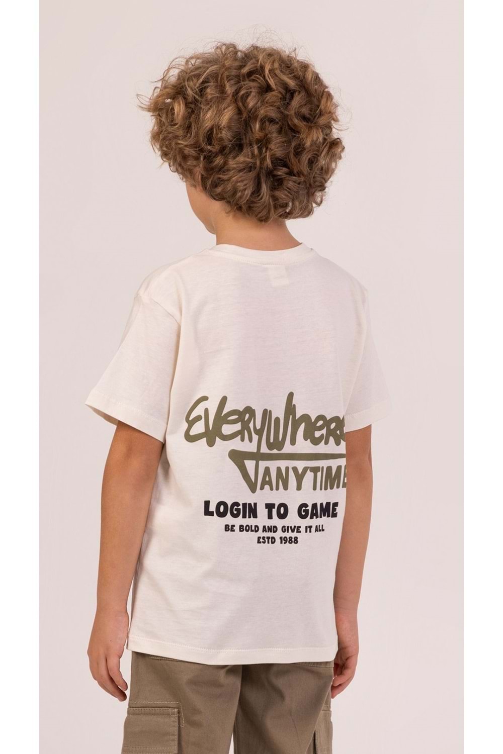 Önü Sırtı Baskılı Bisiklet Yaka Erkek Çocuk T-Shirt