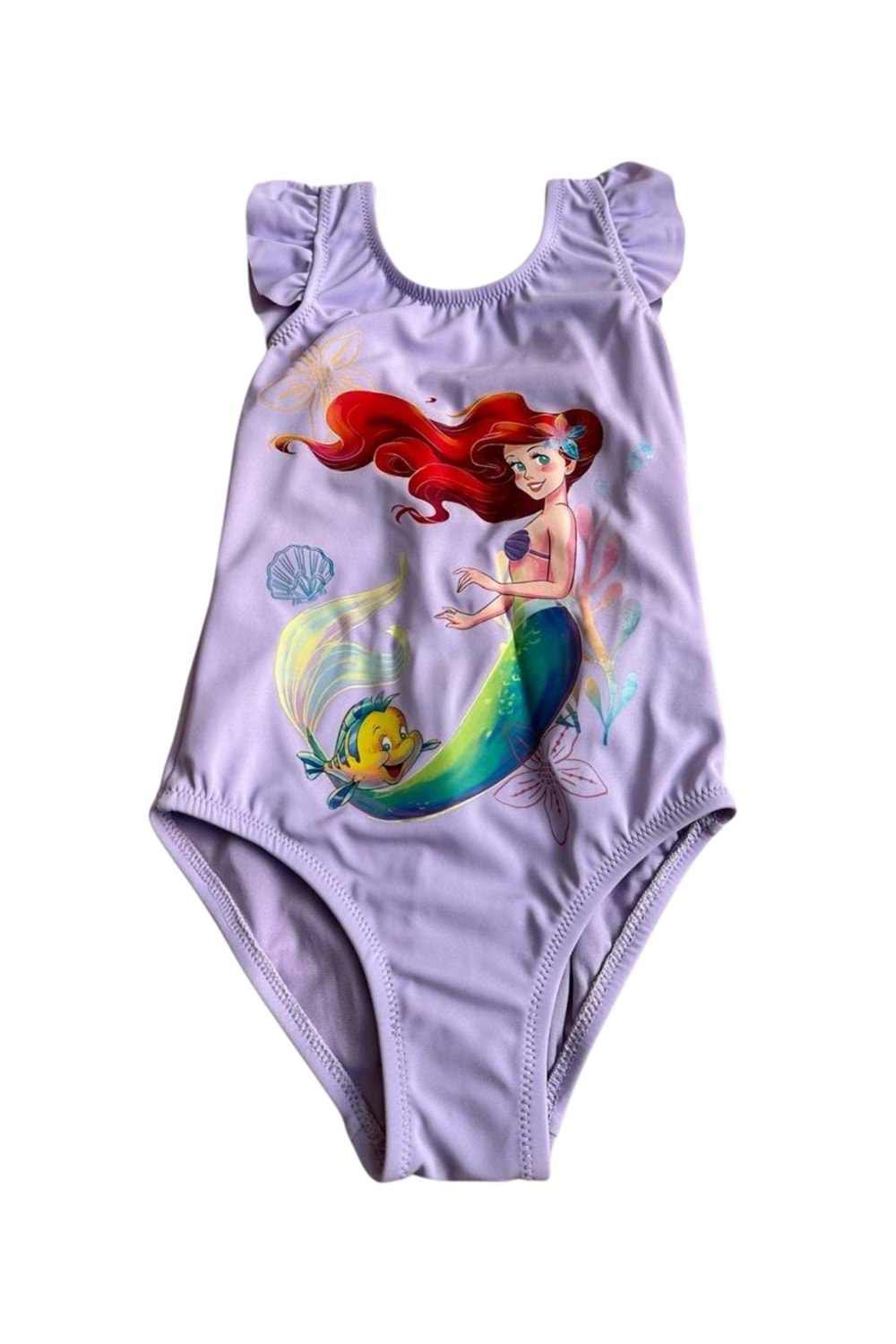 Disney Küçük Deniz Kızı Ariel Baskılı Lila Kız Çocuk Mayo - Lila