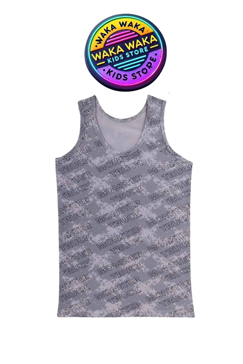 Erkek Çocuk Monster Truck Desenli 3’lü Atlet Seti – Pamuklu Rahat İç Giyim