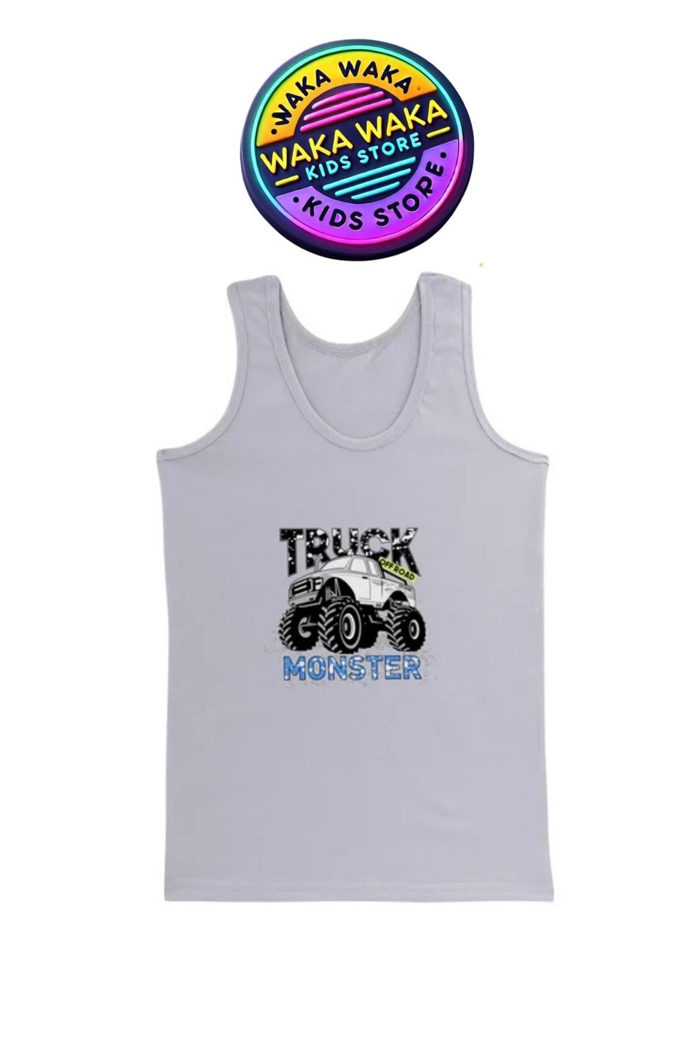 Erkek Çocuk Monster Truck Desenli 3’lü Atlet Seti – Pamuklu Rahat İç Giyim