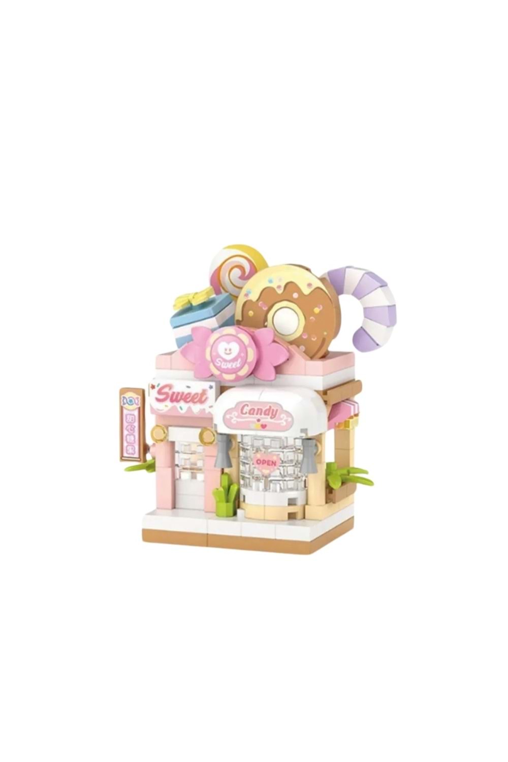 Sevimli Şeker Dükkanı Mini Mikro Blok Yapım Seti (6+ Yaş) - Pembe - 3-14 YAŞ