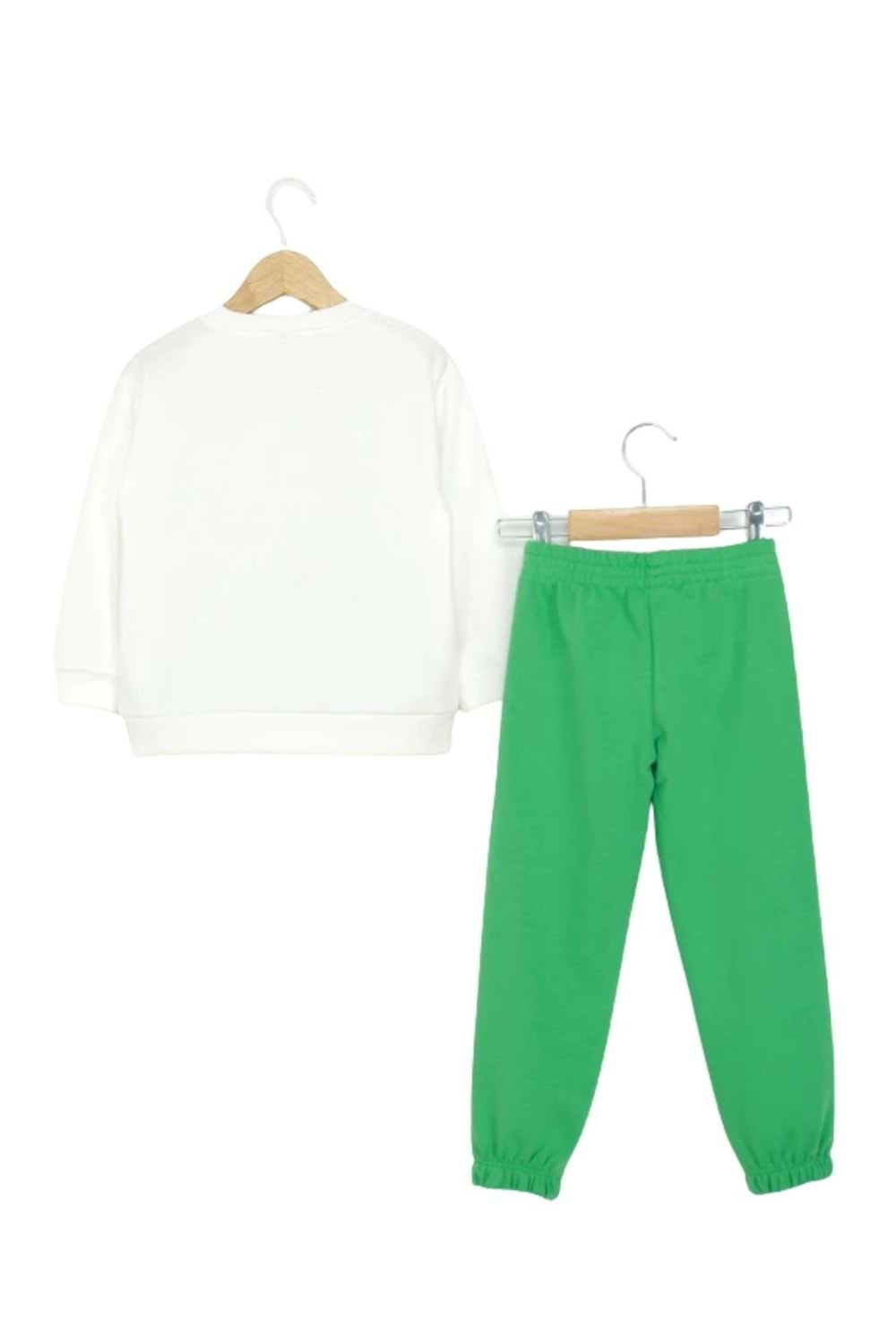 Minecraft Baskılı Erkek Çocuk Eşofman Takımı – Beyaz Üst / Yeşil Alt