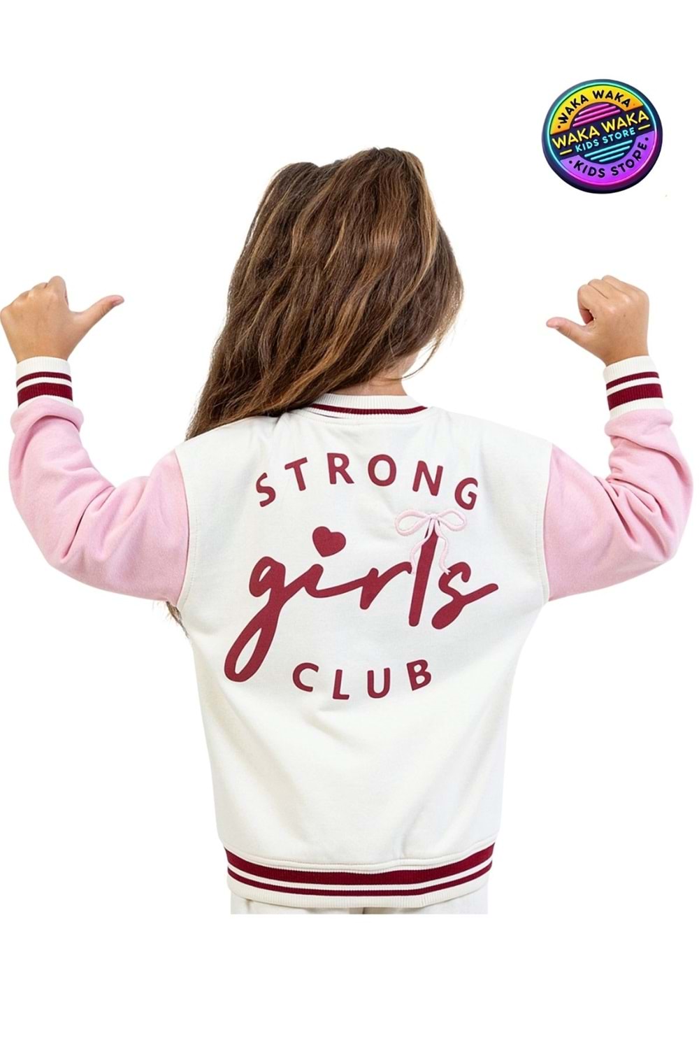 Kız Çocuk 94 Nakışlı Strong Girls Club Kolej Hırka