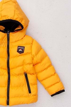 İçi Polar Kapüşonlu Fermuar Kapamalı Erkek Çocuk Mont- Sarı - 4 YAŞ